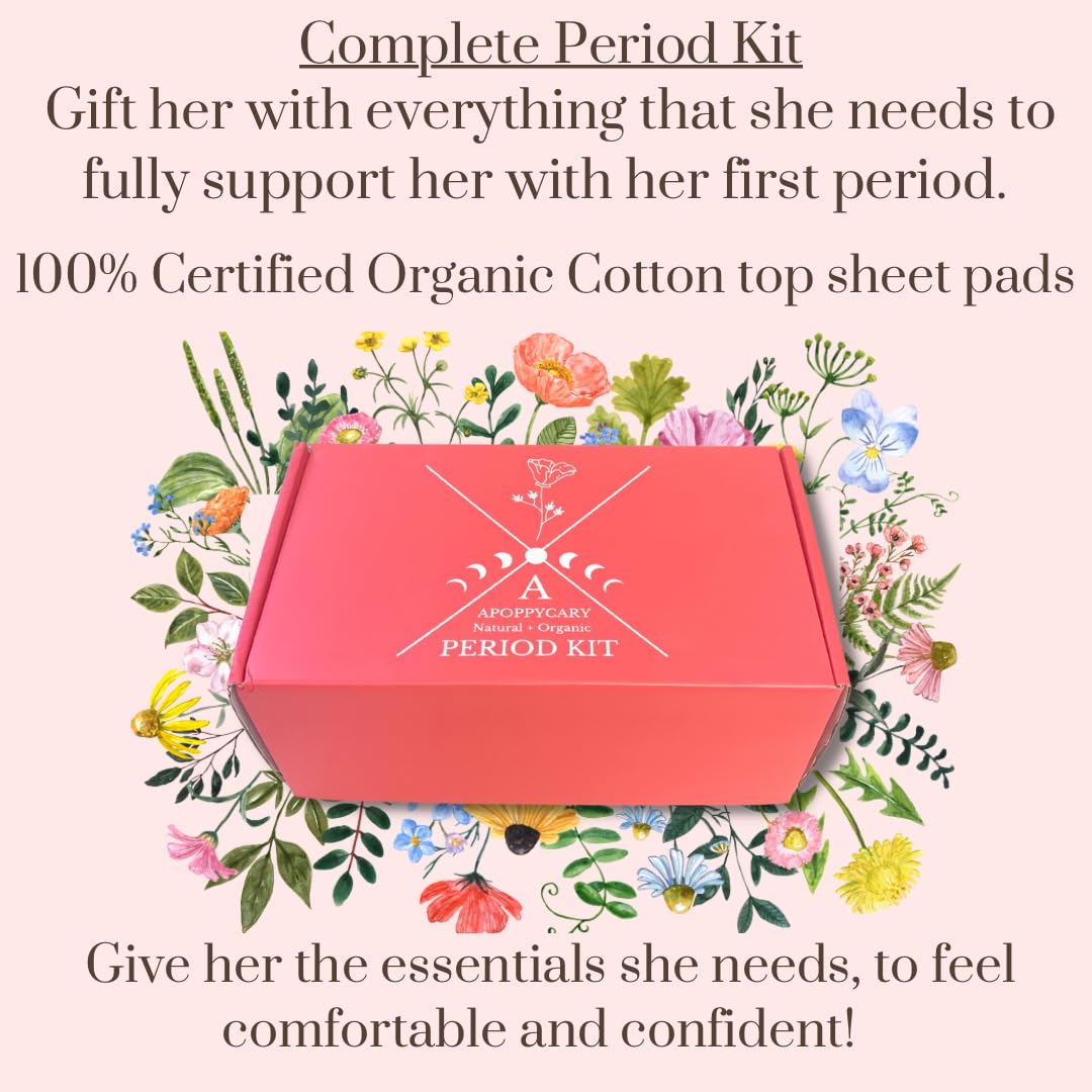 Organic 77 PC Period Kit Moon Box for Teens and Tweens - Organic Cotton Top Sheet Feminine Pads