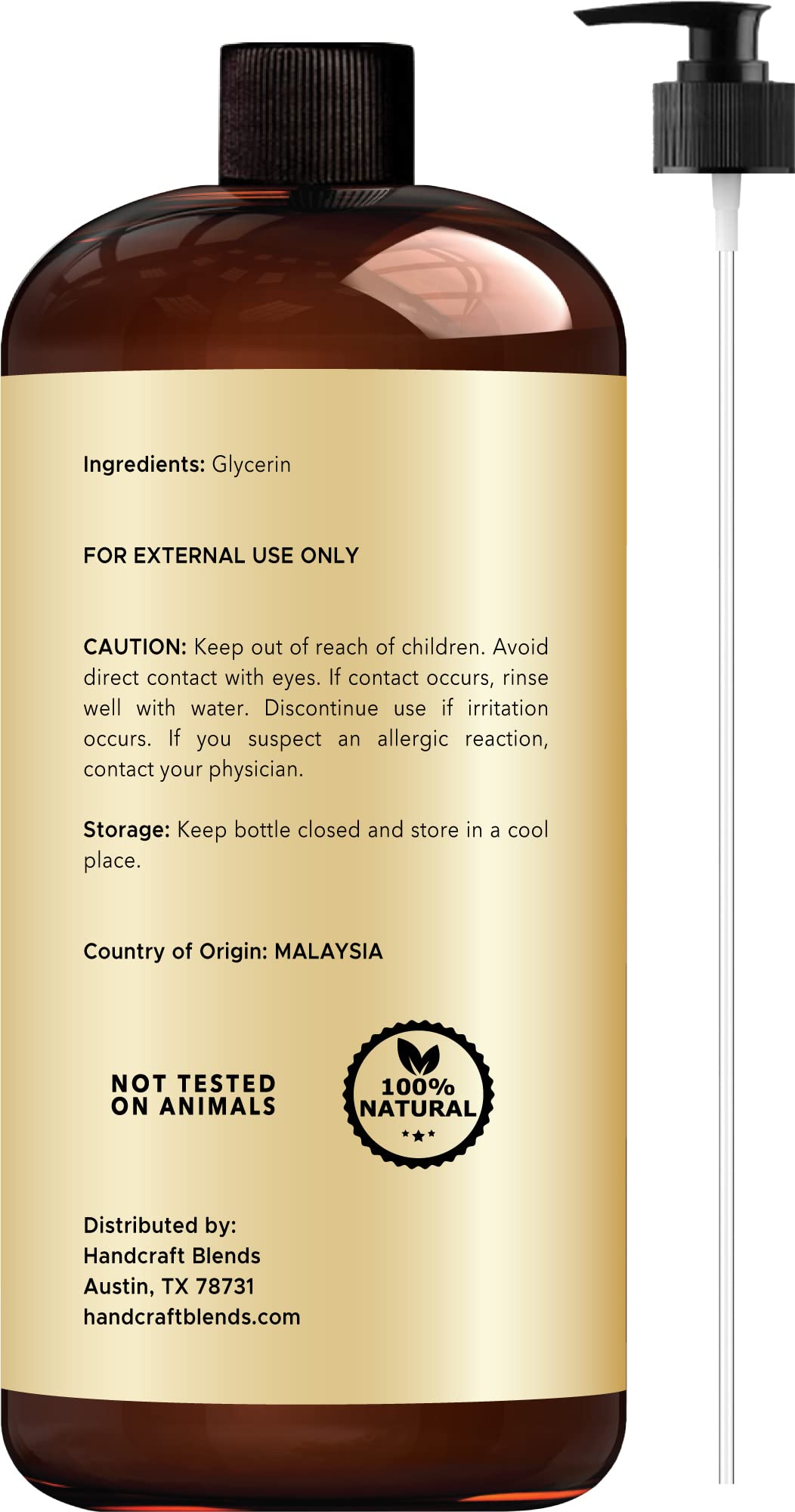 Handcraft Blends Vegetable Glycerin for Skin and Hair 28 oz - Pure Vegetable Glycerin Liquid