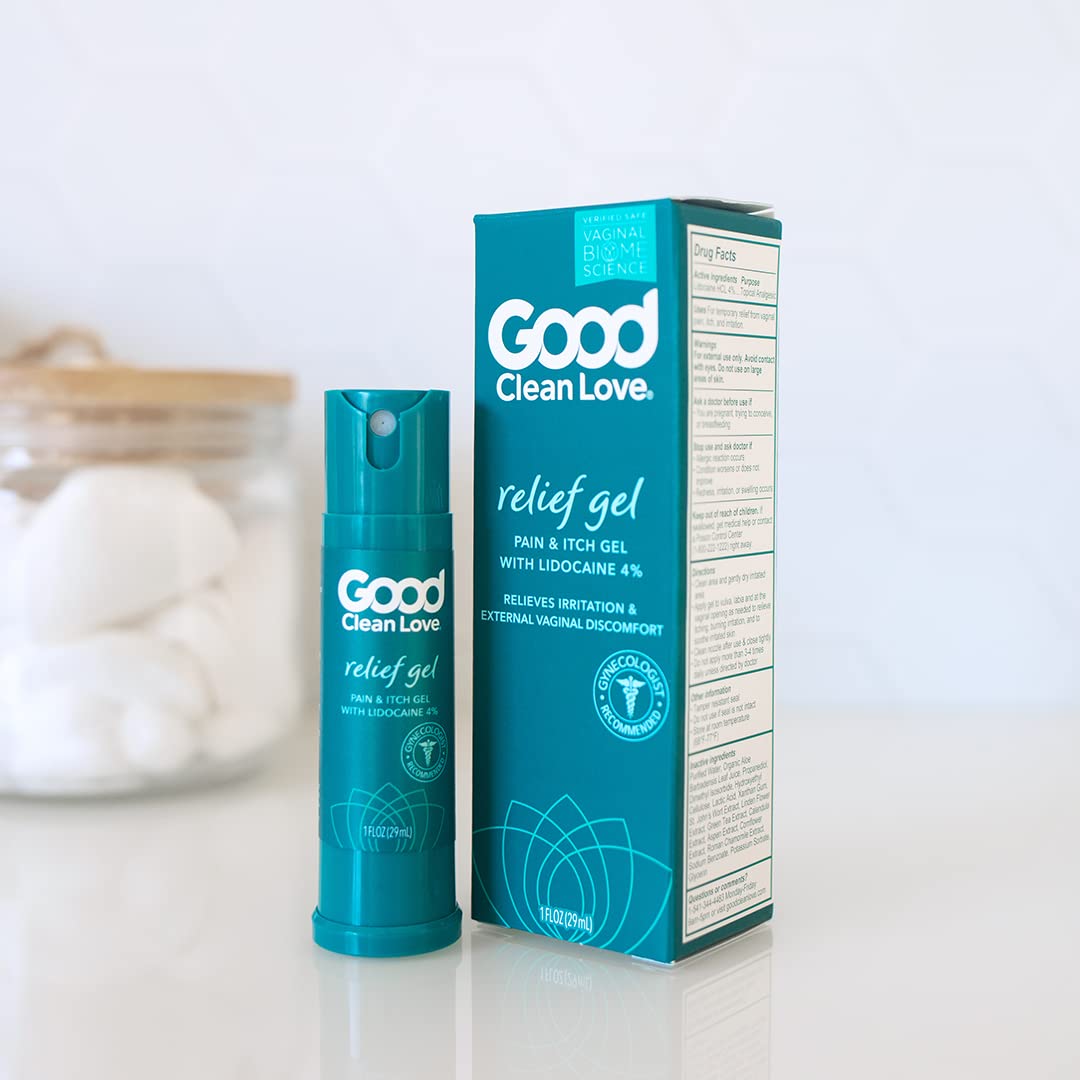 Good Clean Love Relief Gel Pain & Itch with Lidocaine 4%, Fast-Acting Relief from Pain, Itch, and Irritation