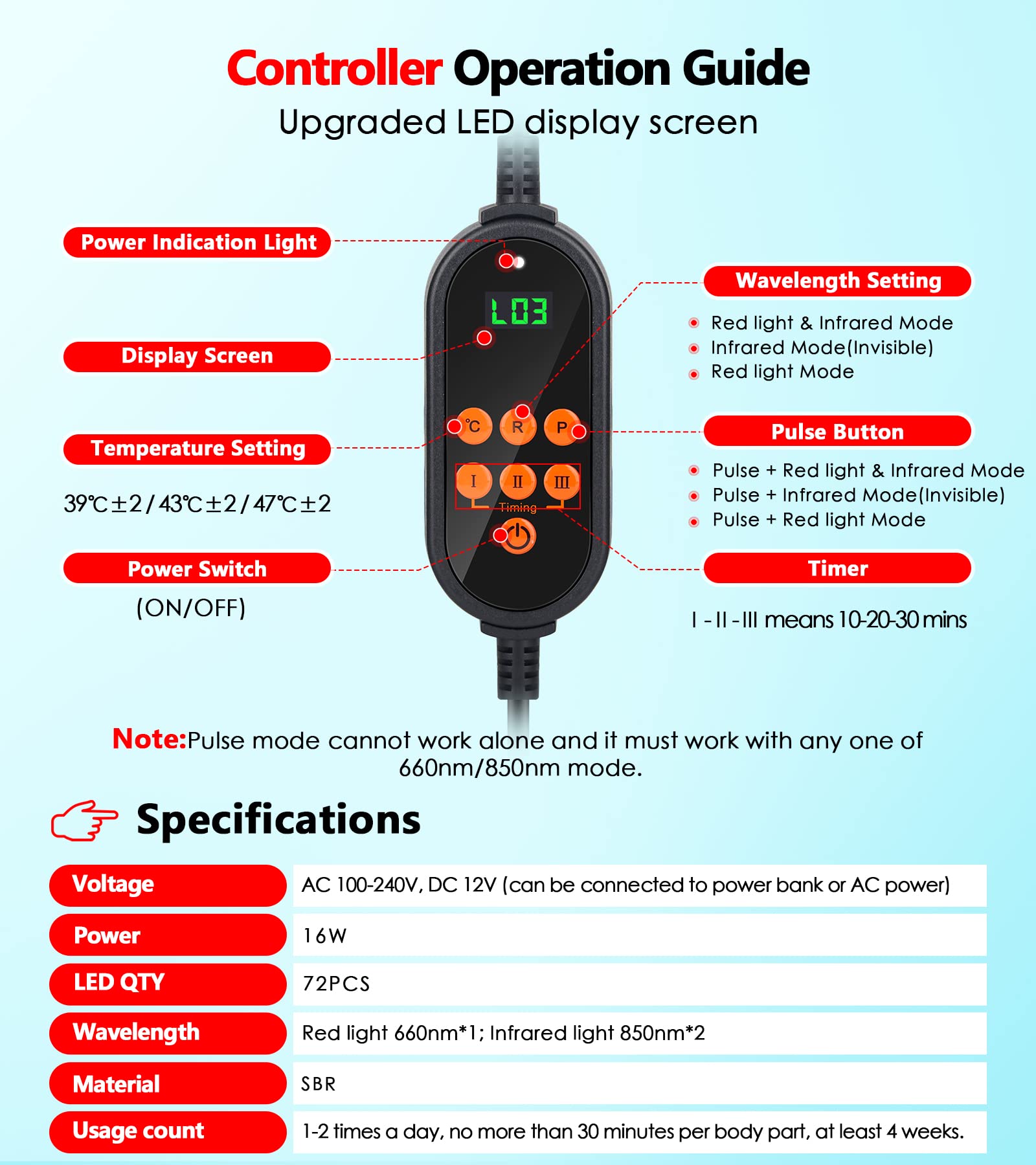 Red Light Therapy for Knee, Infrared Red Light Therapy Device Wrap Belt with 660nm Red Light