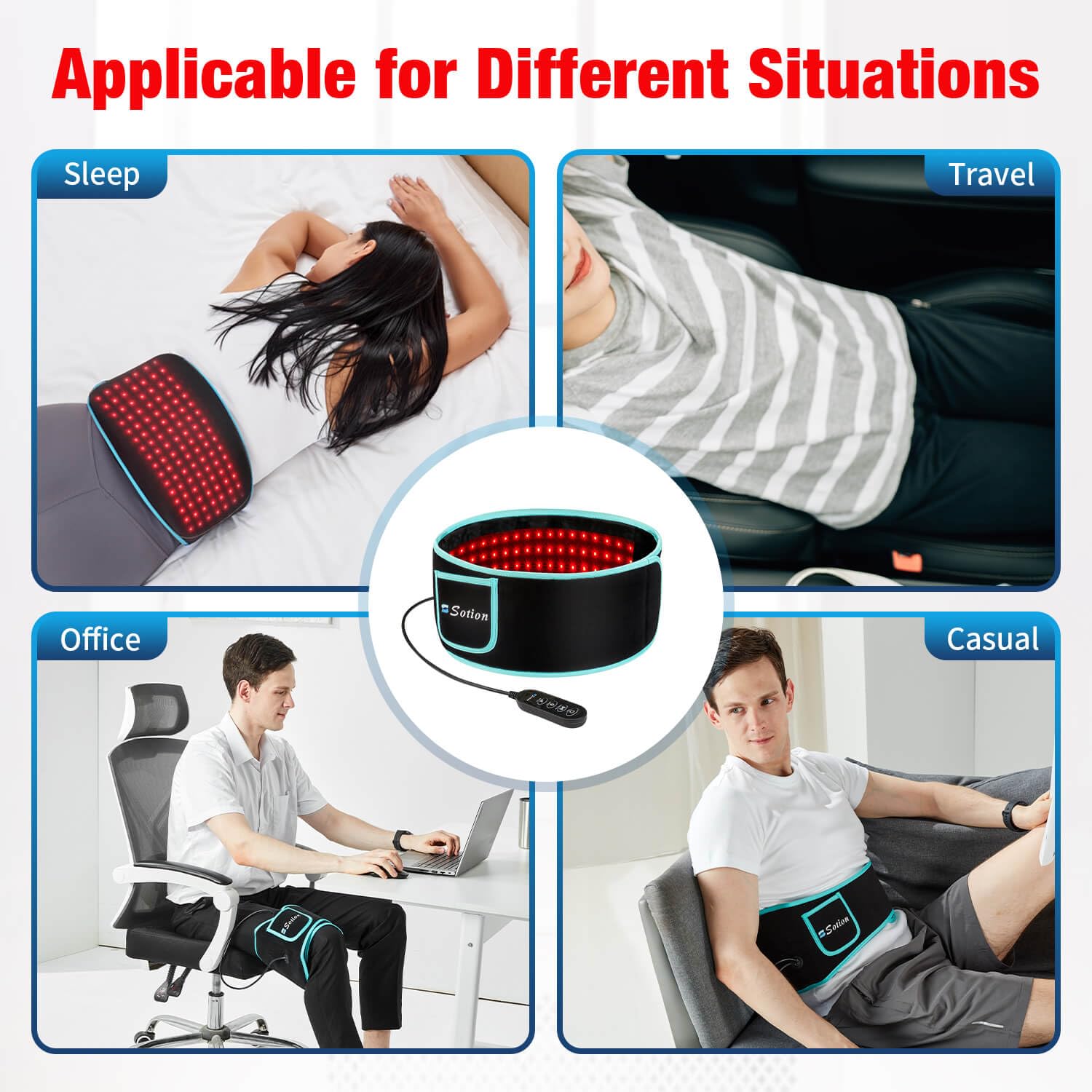 Sotion Red Light Therapy Belt with Massage-Red Light Therapy for Body&Near Infrared Light Therapy