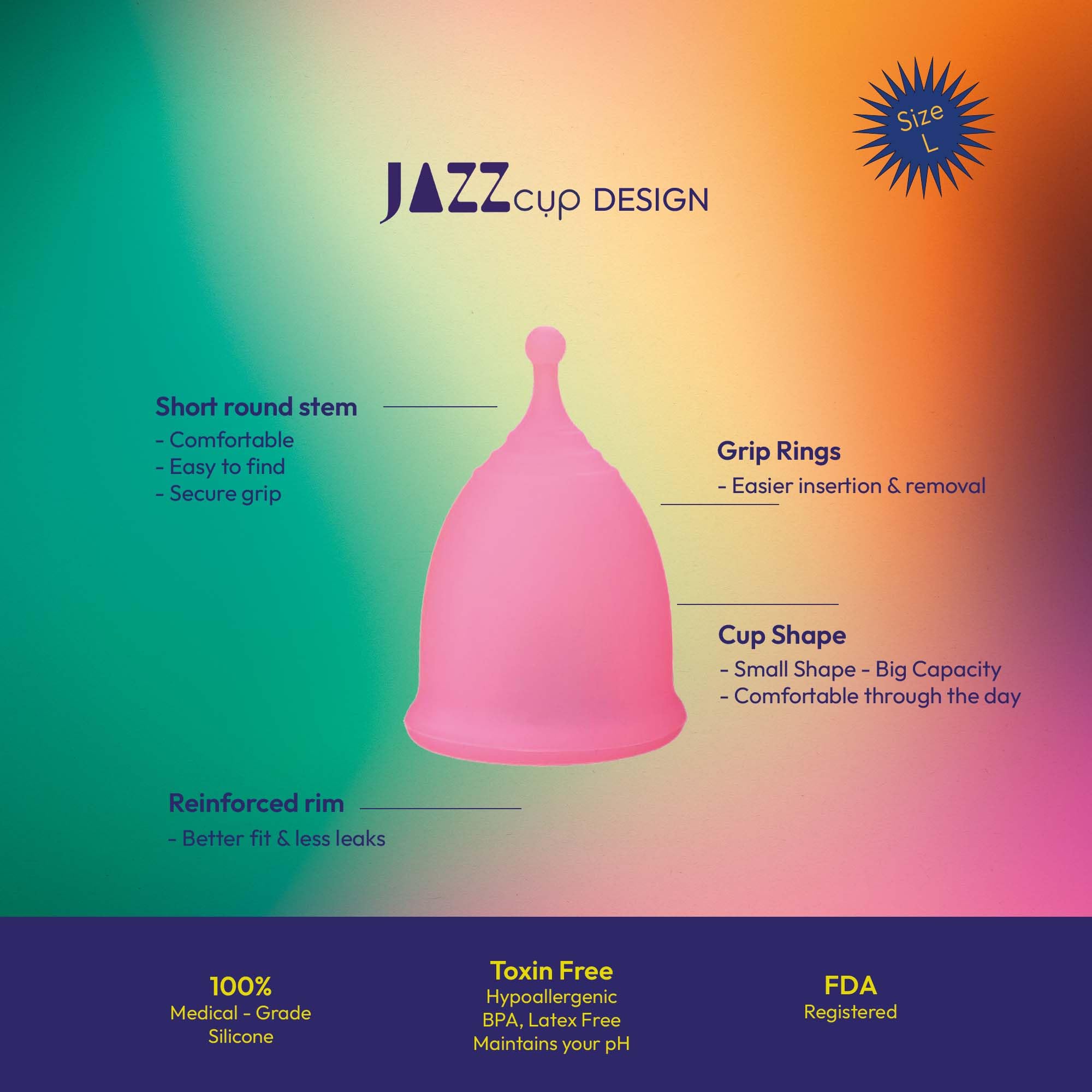 JAZZ Cup Soft Menstrual Cups – with Sterilizer Case & Cotton Pouch – Reusable, 12-Hour Protection