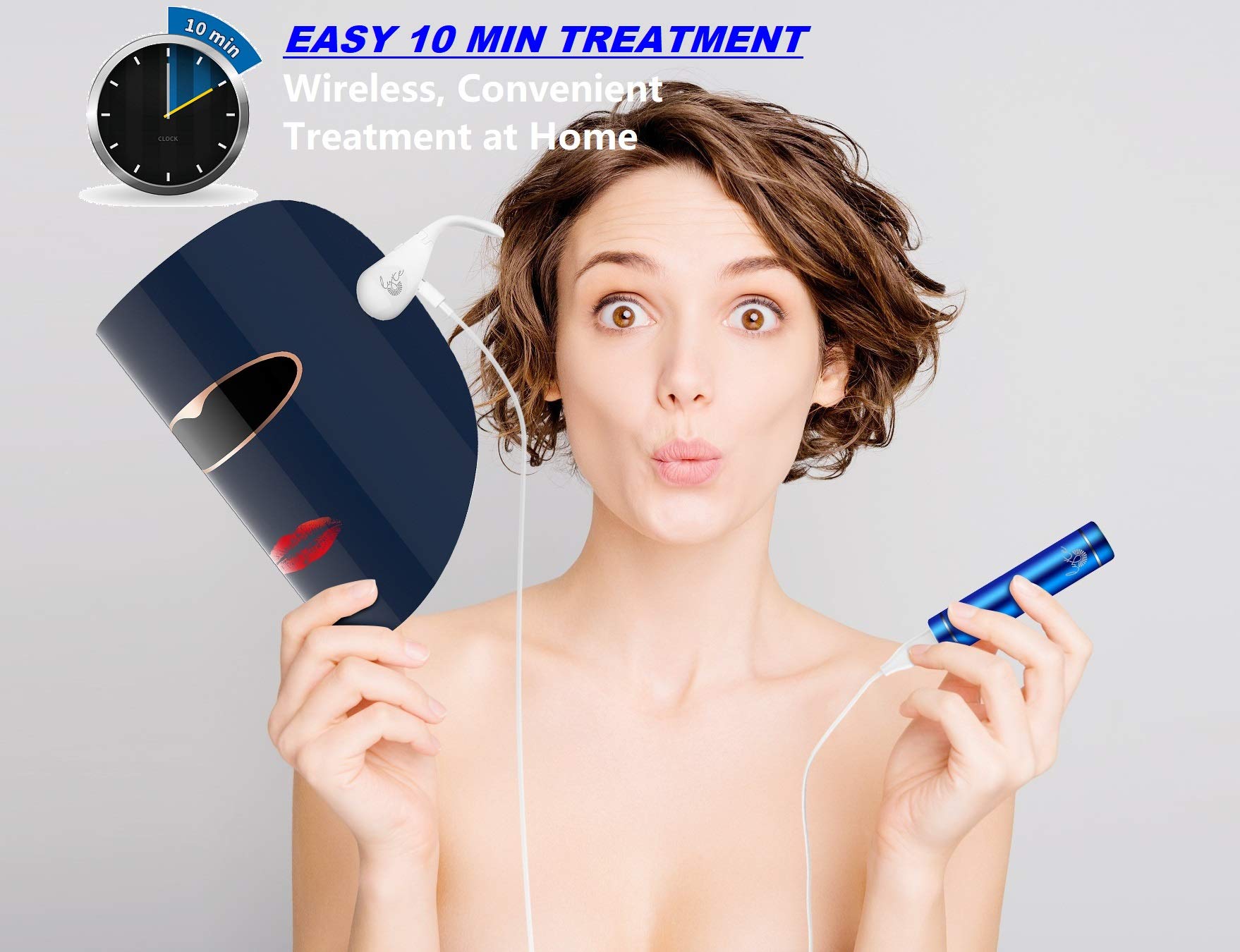 Lyte Wireless LED Light Therapy Mask Red Blue Amber 3 Color Light Weight| Includes Power