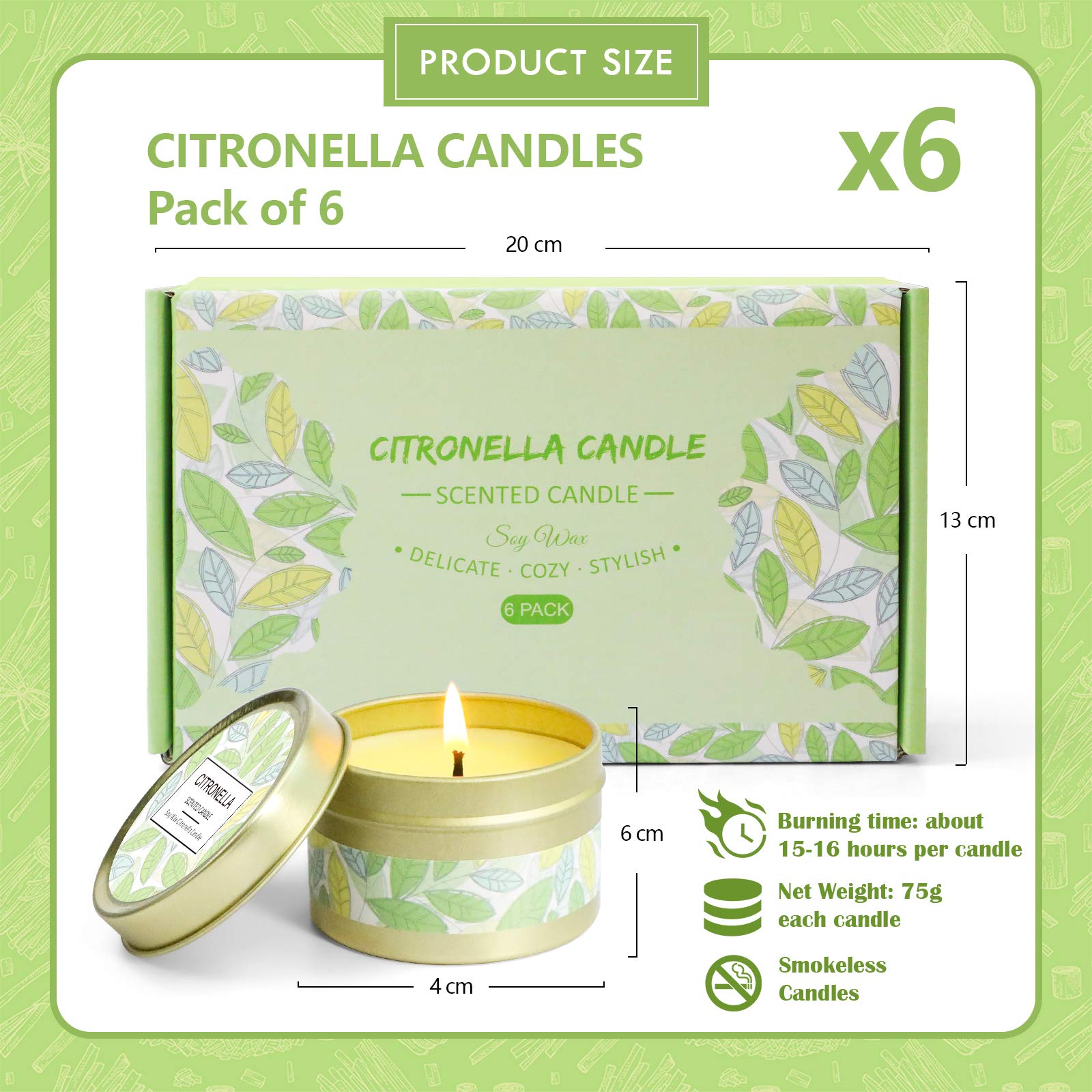 Citronella Candles Outdoor, Scented Candles, Summer Soy Wax Candles, Lemongrass Candles