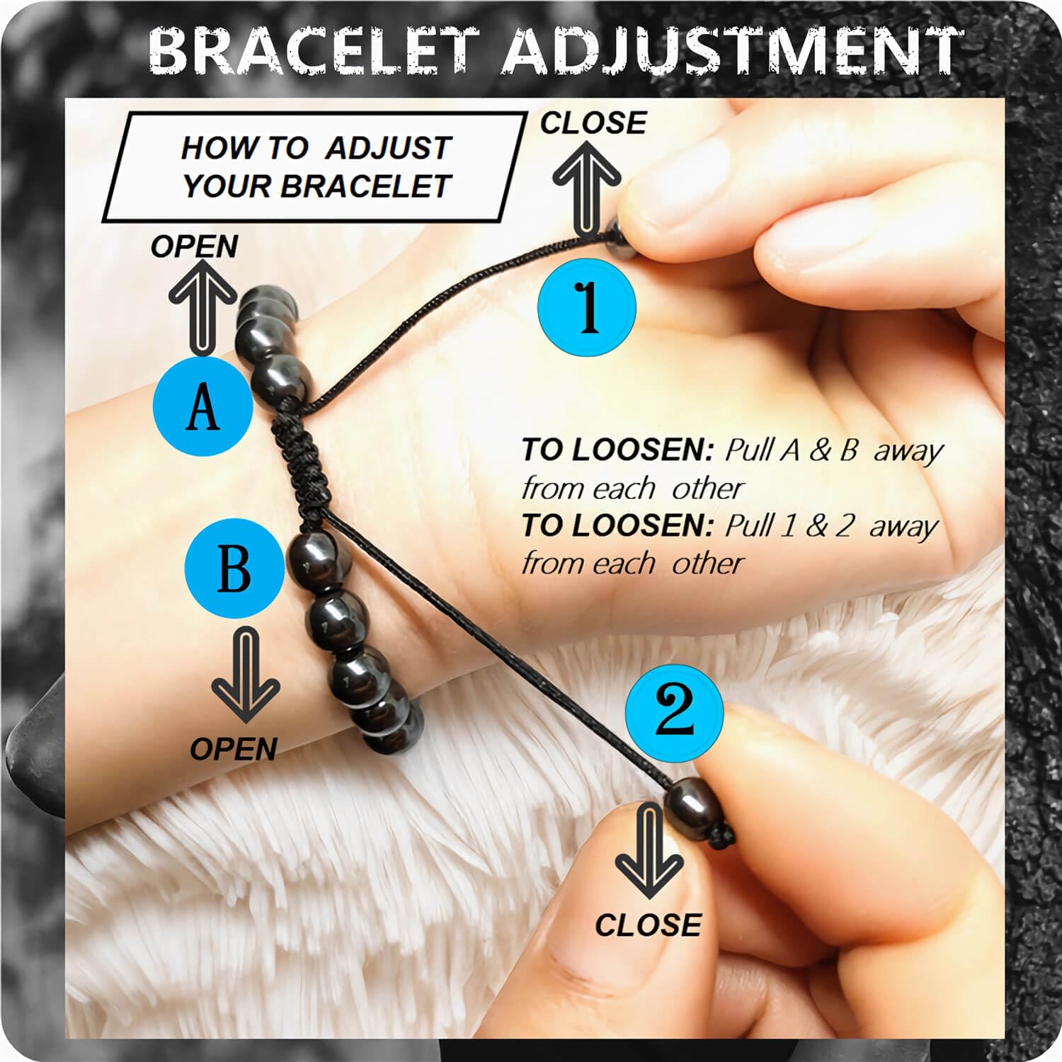 RENZHI-Magnetic Hematite Bracelet–Beaded Magnetic Bracelets for Men and Women