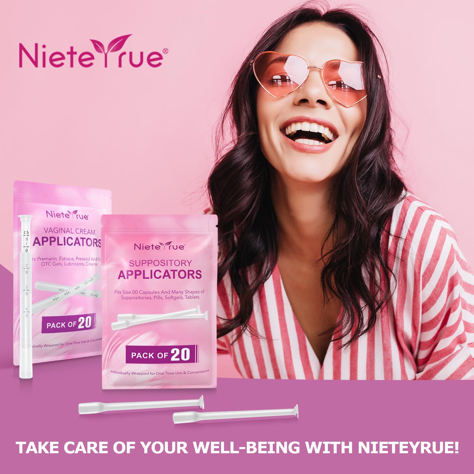 Nieteyrue (40 Packs) Disposable Vaginial Applicators Individually Wrapped Hygienic Fit