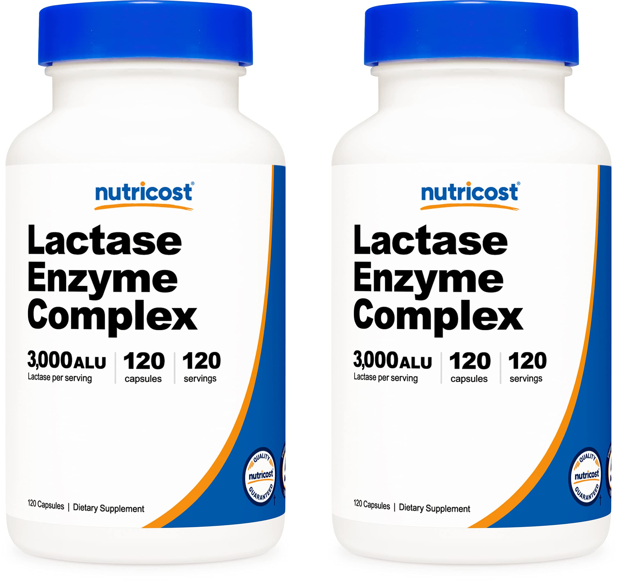Nutricost Lactase Enzyme Complex 3,000 FCC ALU, 120 Veggie Capsules - Non-GMO