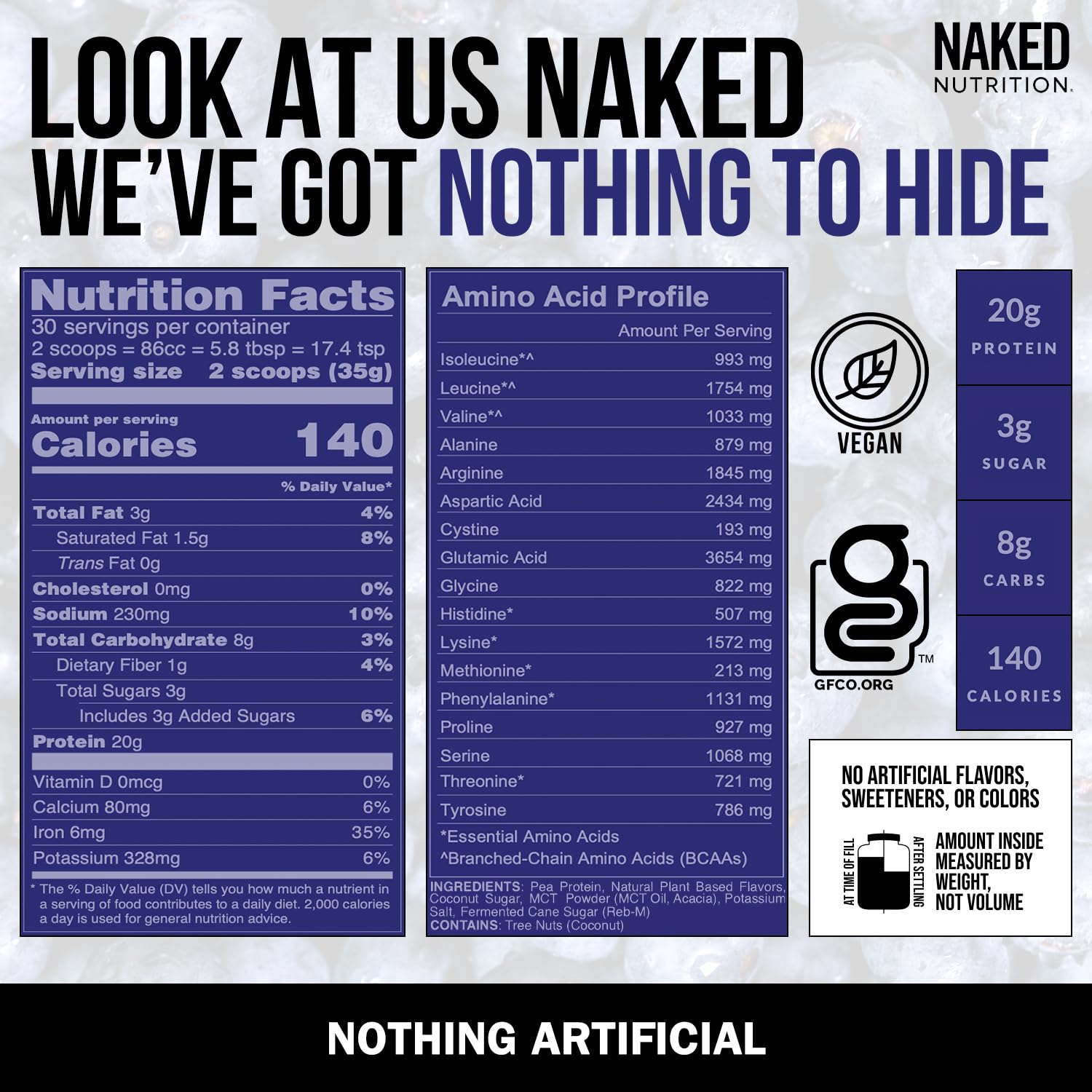 Naked Shake - Blueberry Muffin Protein Powder - Flavored Plant Based Protein