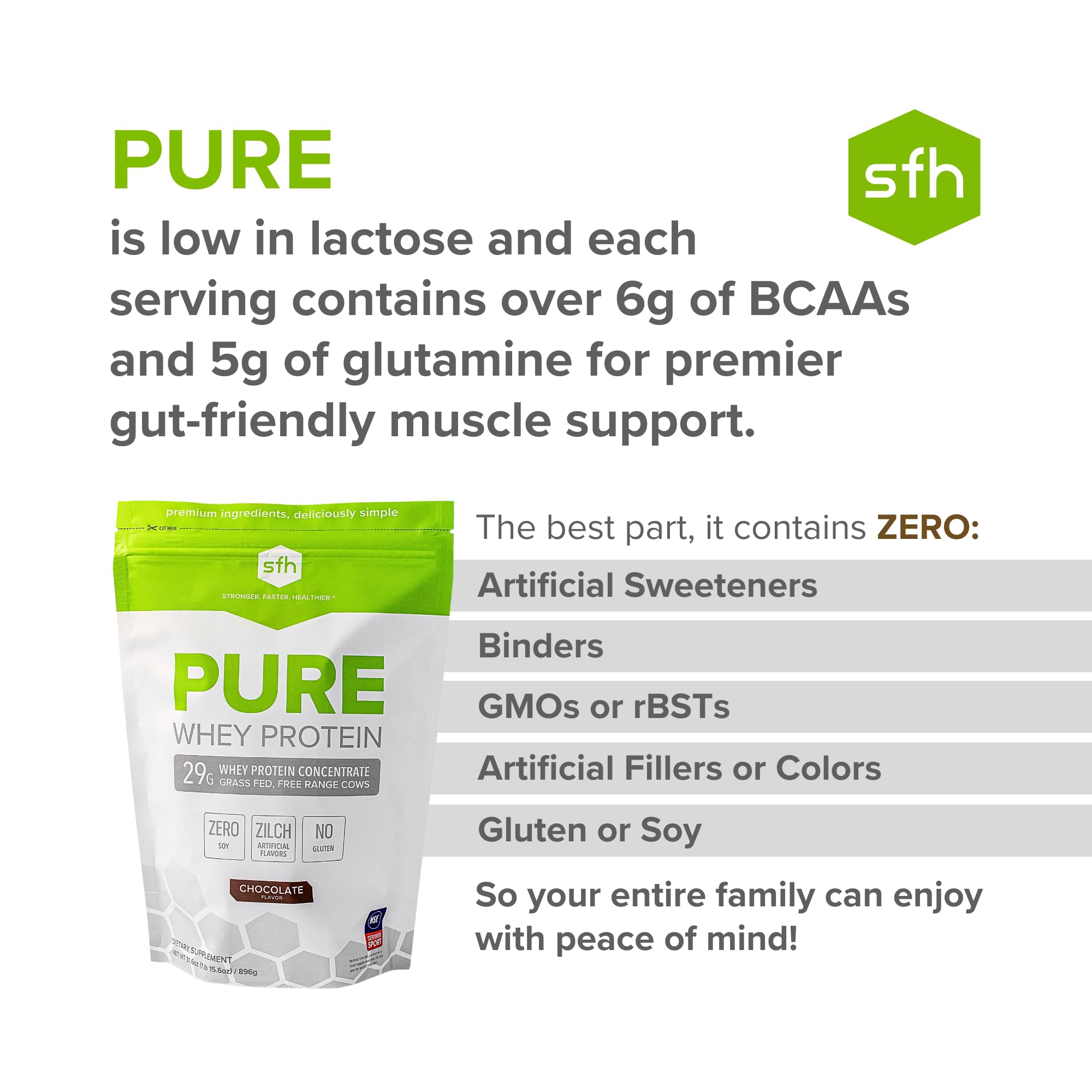 SFH Pure Whey Protein Powder (Chocolate) Best Tasting 100% Grass Fed Whey