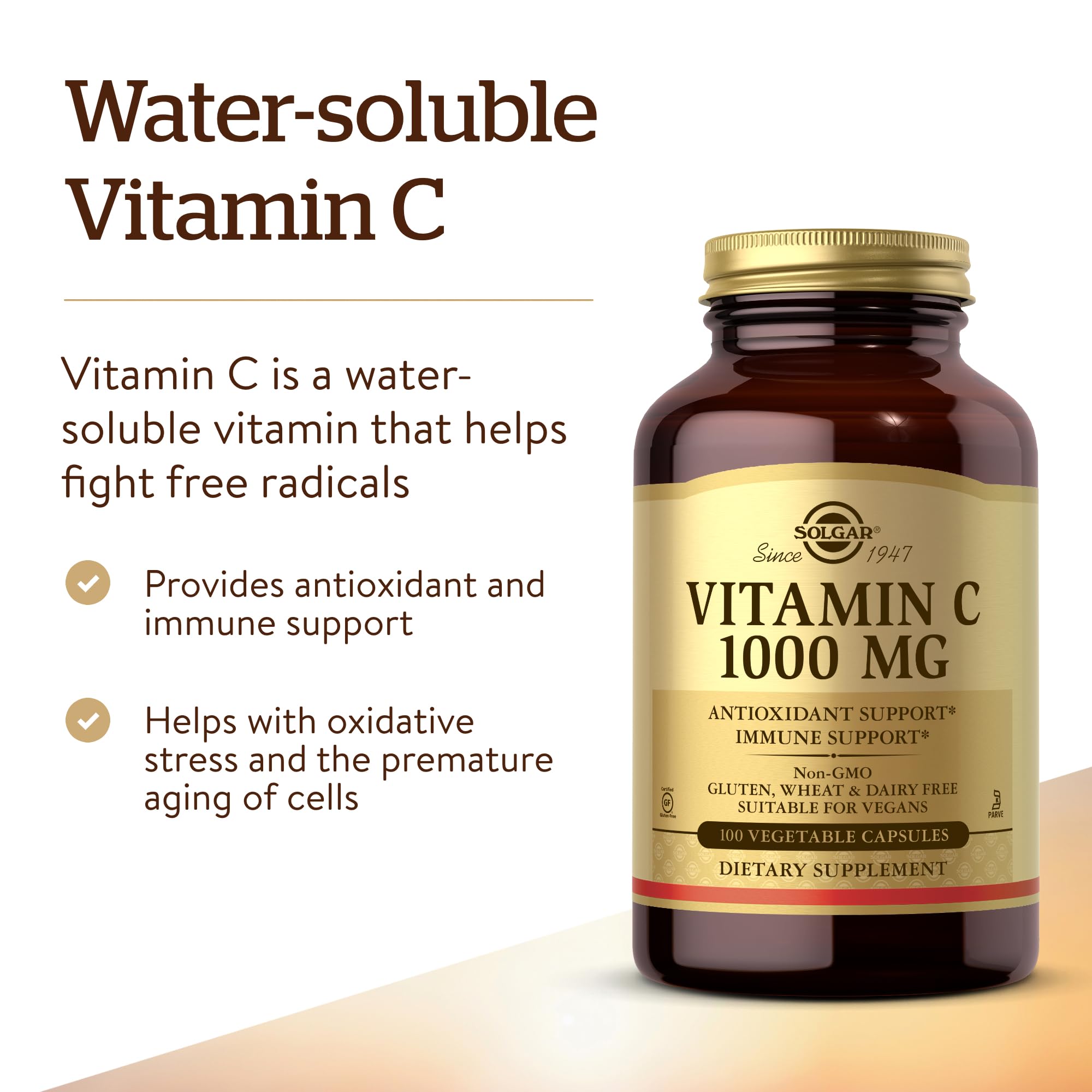 Solgar Vitamin C 1000mg - Healthy Immune System - Helps Fight Free Radicals - Vegan