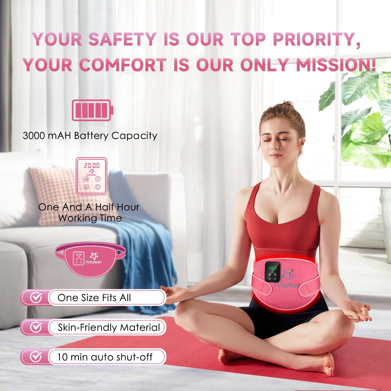 Red Light Therapy Belt Pad: Near Infrared Lamp Pain Relief 156 LEDs Wrap Body Heating Pads