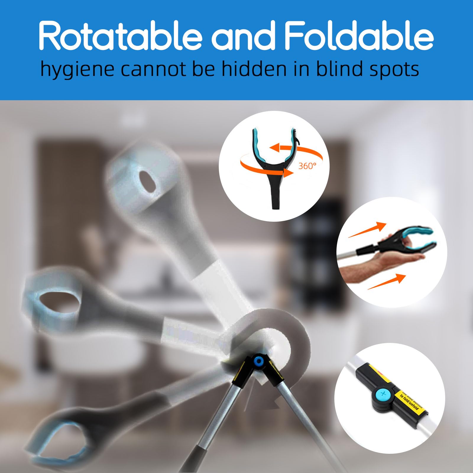 Grabber Reacher Tool, 32" Pick Up Stick Grabber with LED for Elderly and Lightweight Trash Picker