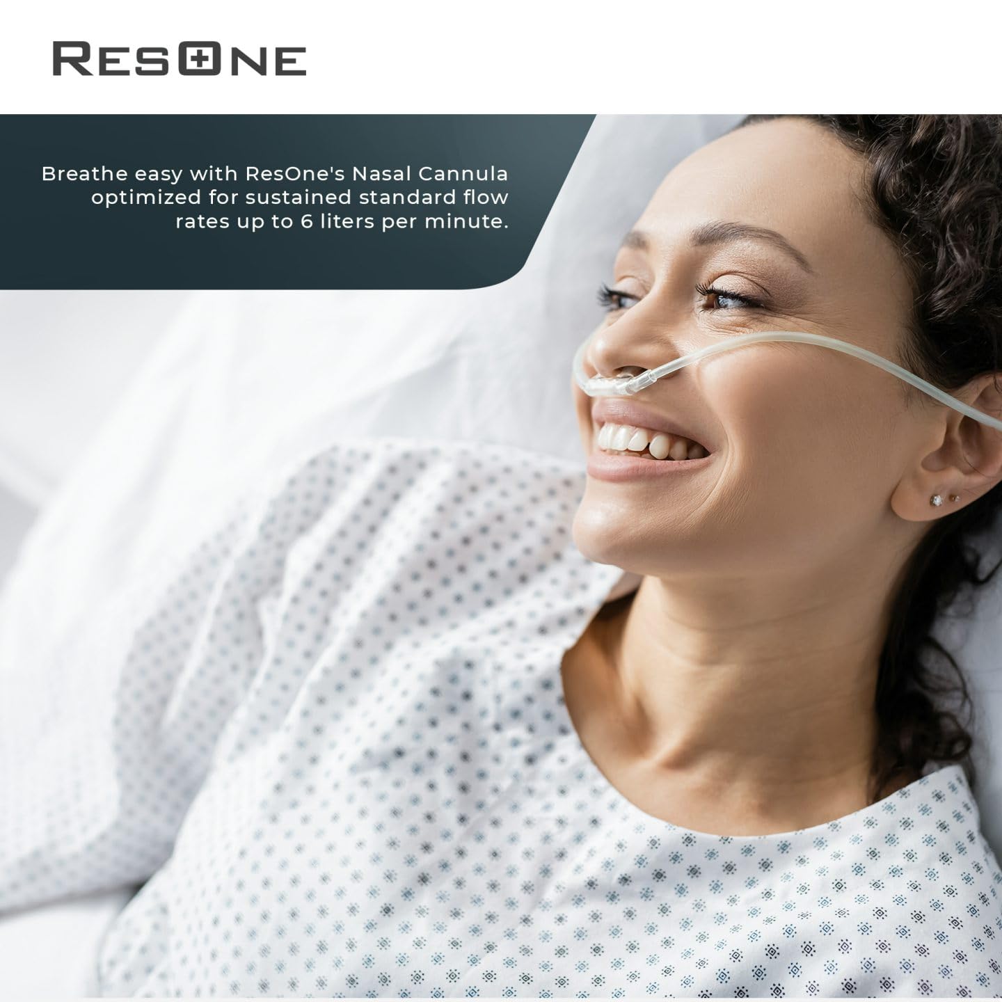 ResOne Soft Nasal Cannula 5-Pack - Oxygen Cannula, Curved Prongs, 4Ft Crush-Resistant Tubing
