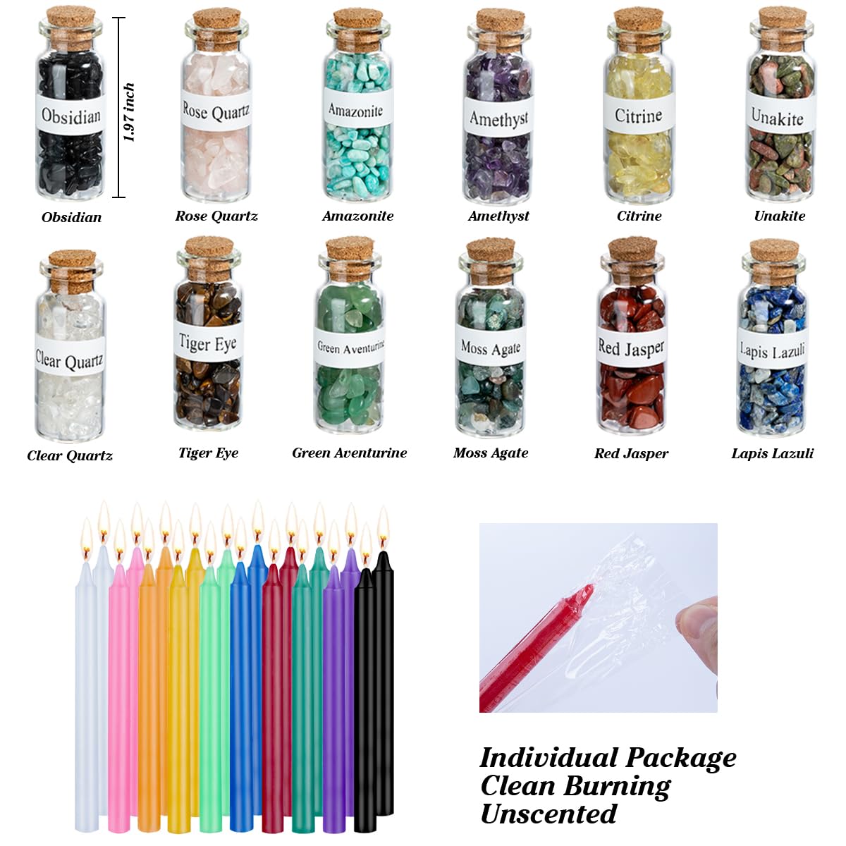 JUSTASHOW 61PCS Witchcraft Supplies for Wiccan Spells, Witchcraft Starter Kit, Spell Candles