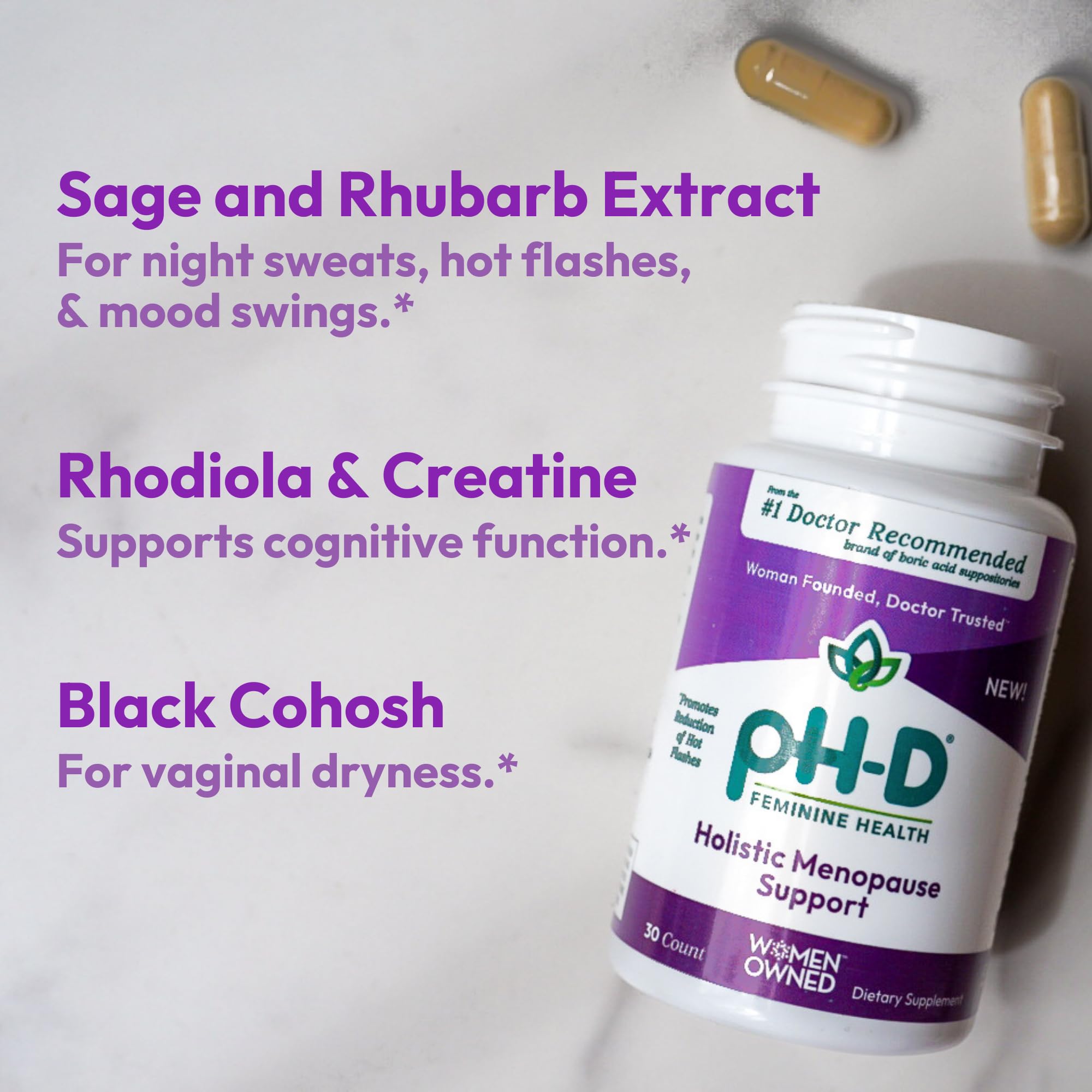 pH-D Feminine Health - Holistic Menopause Support - Oral Supplement with CON-CRET Concentrated Creatine