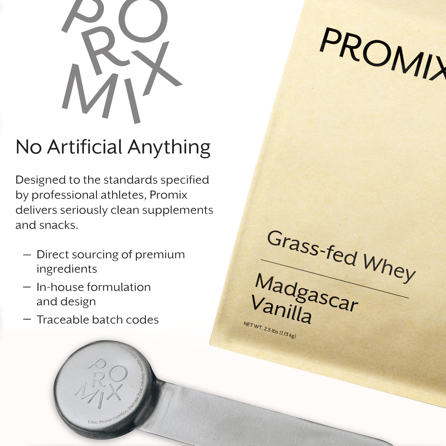 Promix Whey Protein Powder, Vanilla - 5lb Bulk - Grass-Fed & 100% All Natural