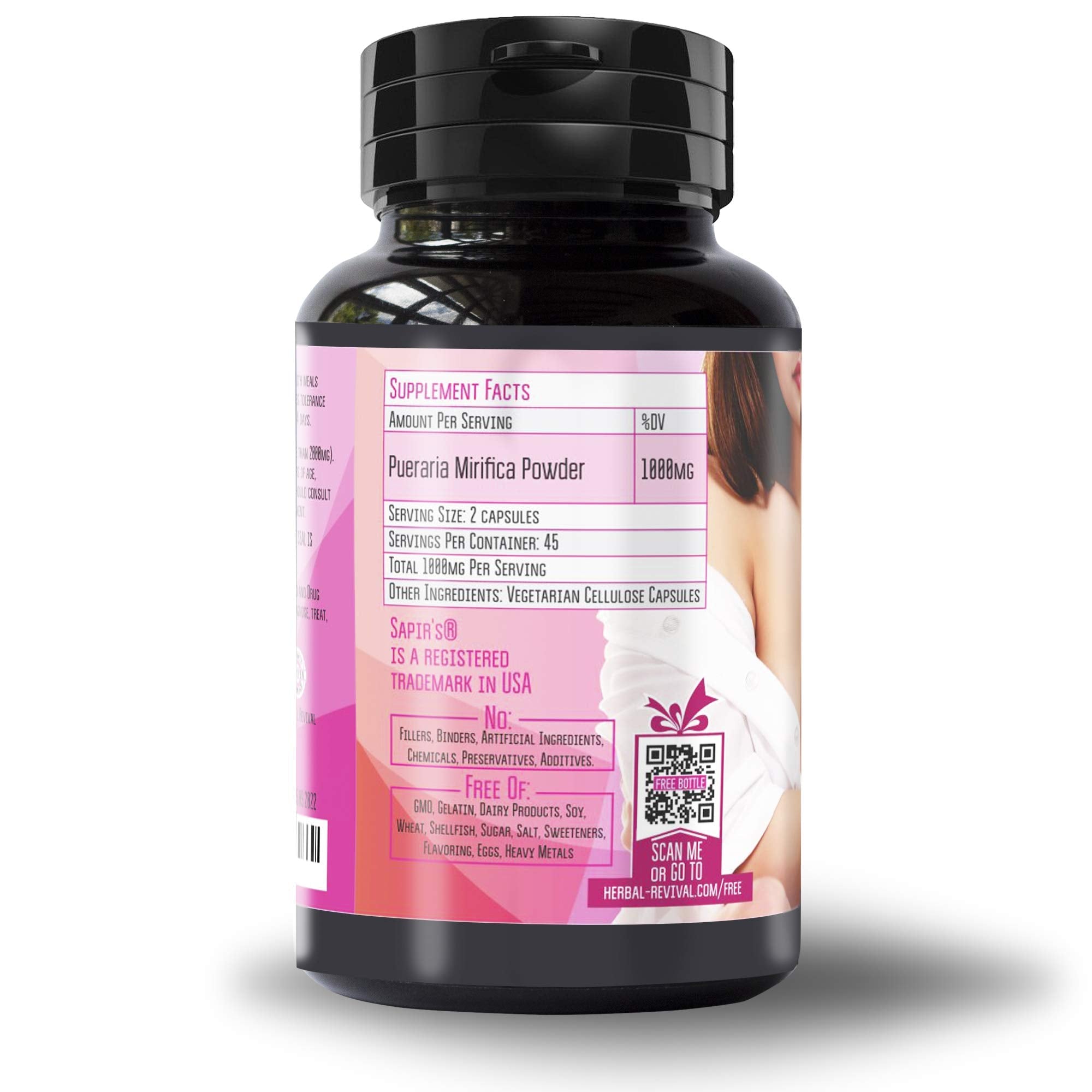 Pueraria Mirifica Capsules 2000mg Daily - Breast Enhancement Pills and Estrogen Supplement