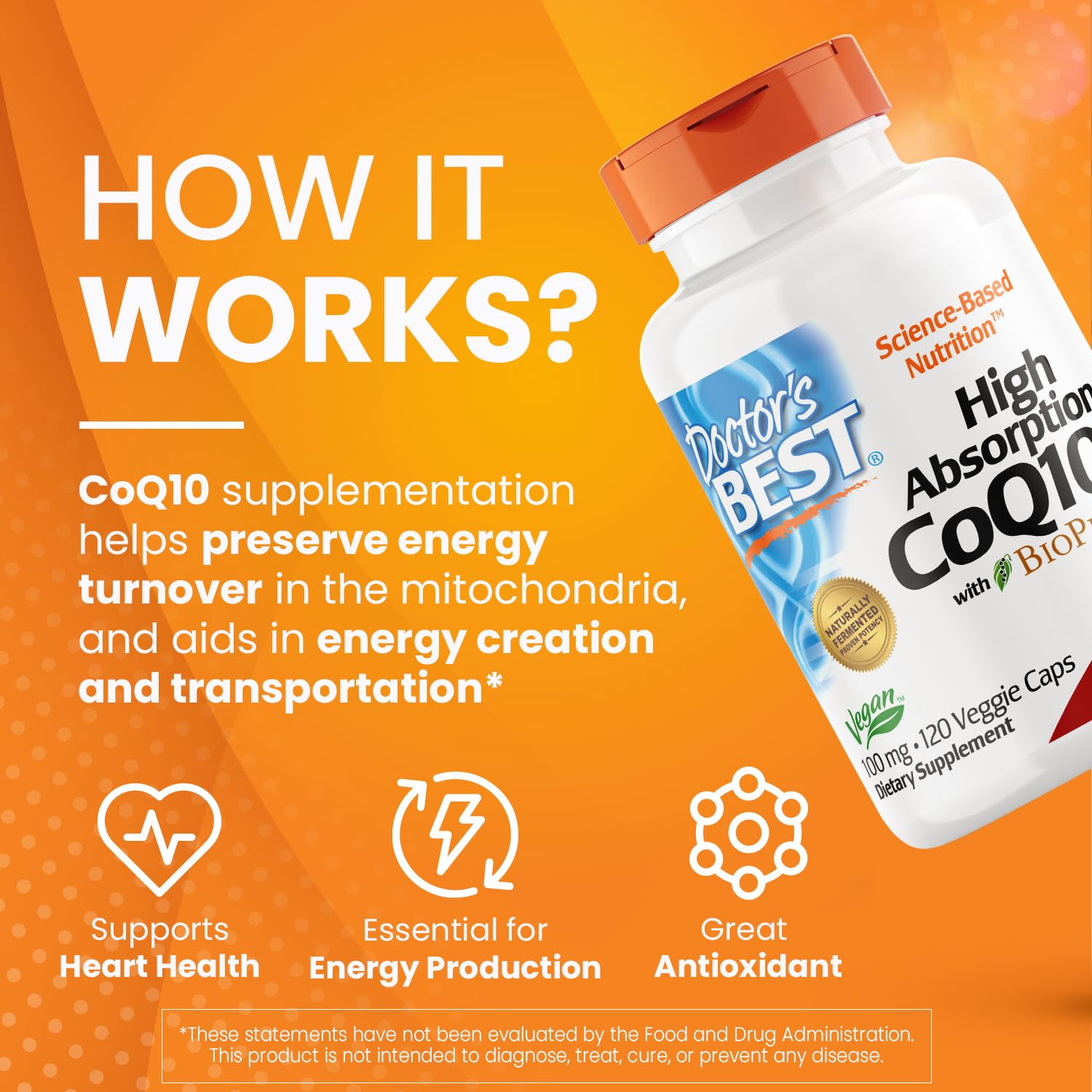 Doctor's Best High Absorption CoQ10 with Bioperine, Heart Health & Energy Production