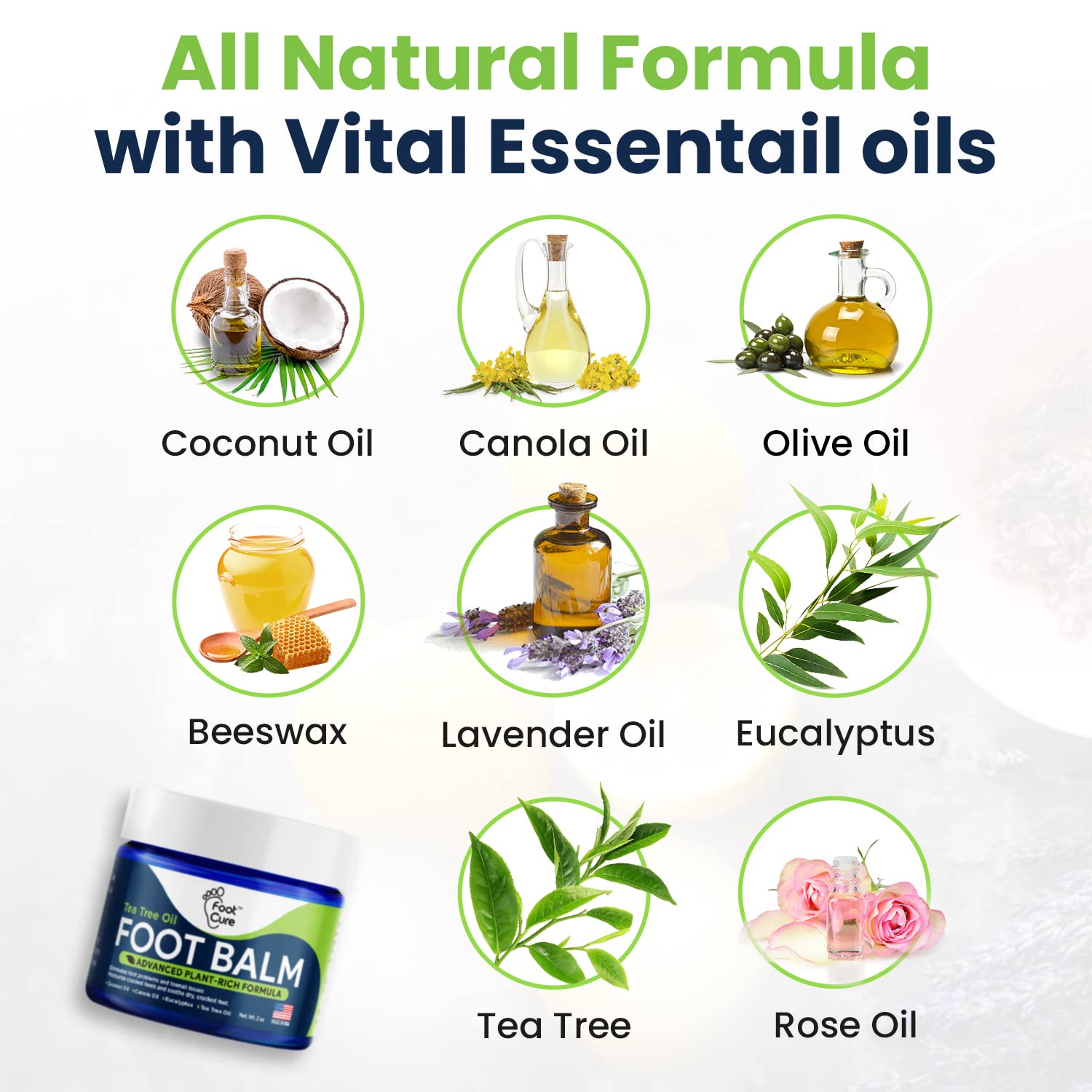 Tea Tree Oil Foot Balm/ Moisturizer For Dry Cracked Feet - Instantly Hydrates & Soothes