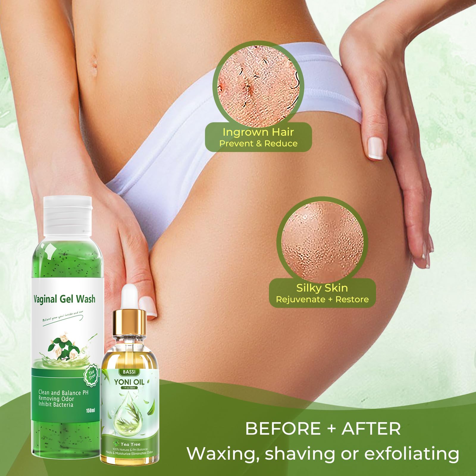 Feminine Wash & Yoni Oil & Yoni Soap Tea Tree Set for Women, Yoni Wash for Vaginal Ph Balance Remove