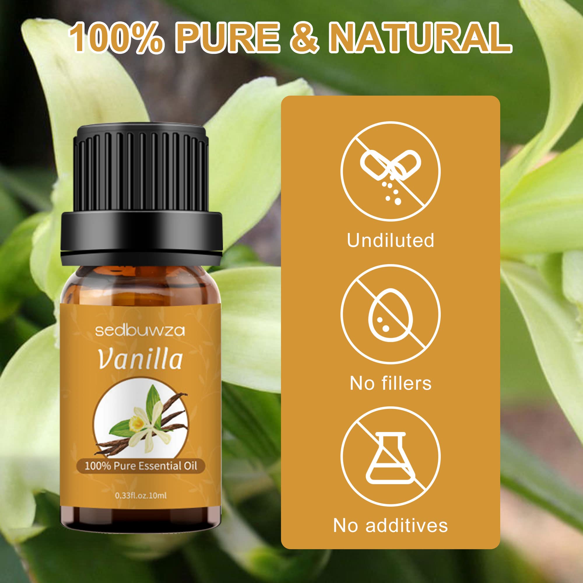 Sedbuwza Vanilla Oil Lavender Essential Oil Gift Set, 100% Pure Organic Fragrance Oil Set for Diffuser