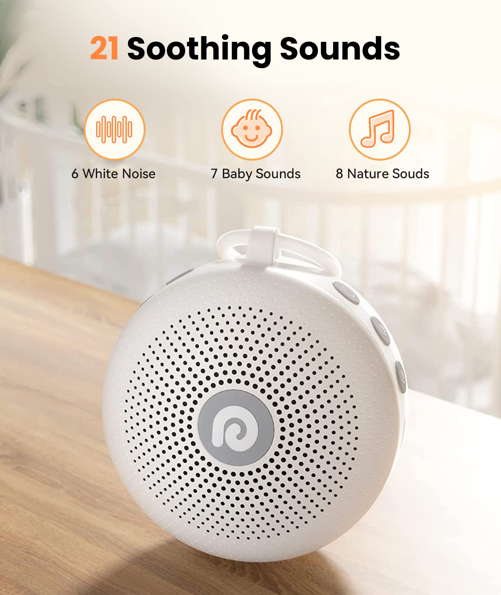 Dreamegg White Noise Machine - Portable Sound Machine for Baby Adult, Features Powerful Battery