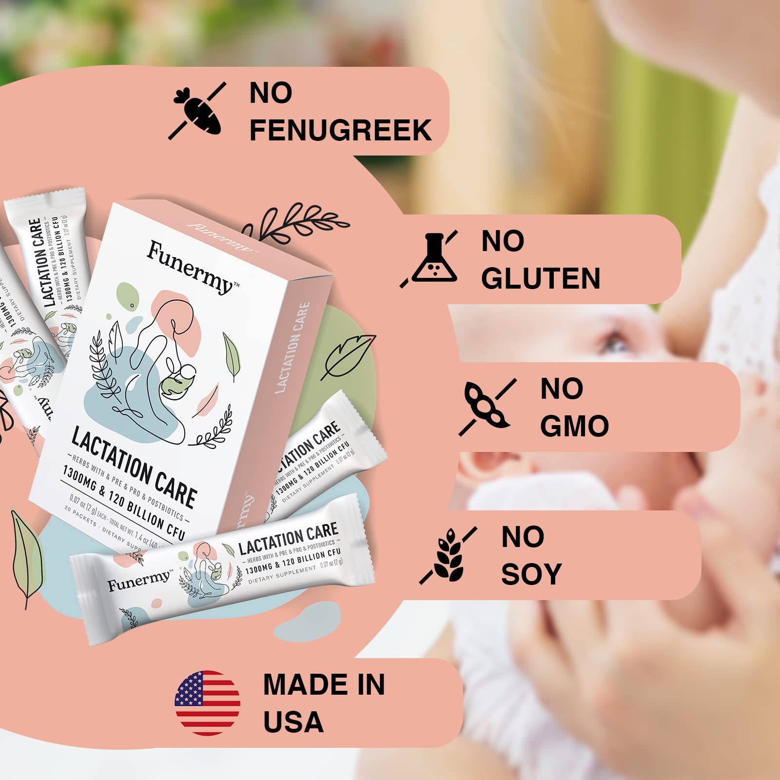 Funermy Postnatal Probiotics Breastfeeding Supplement and Menopause Supplement for Women