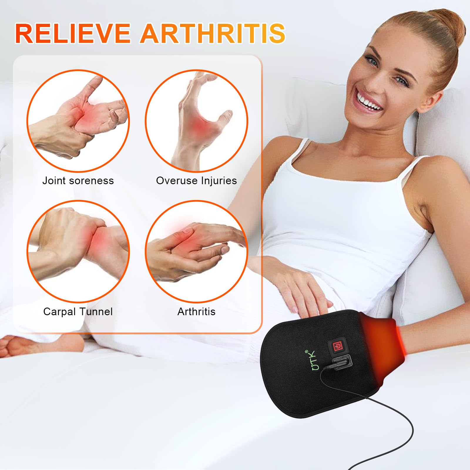 UTK Red Light Therapy Glove for Hands, Double-Sided Infrared Light Therapy Device for Finger