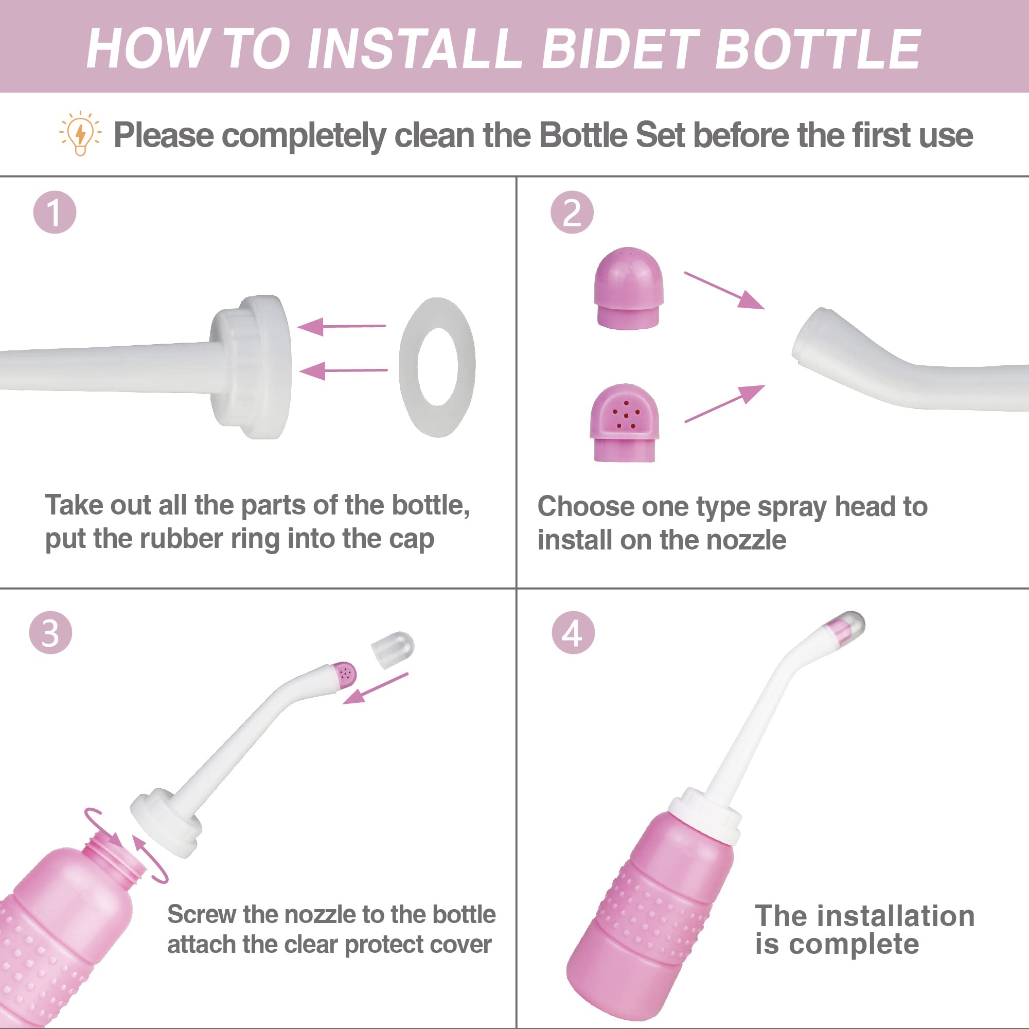 TopQuaFocus 12oz Perineal Bottle for Postpartum Care Portable Travel Peri Sprayer Bidet Postpartum