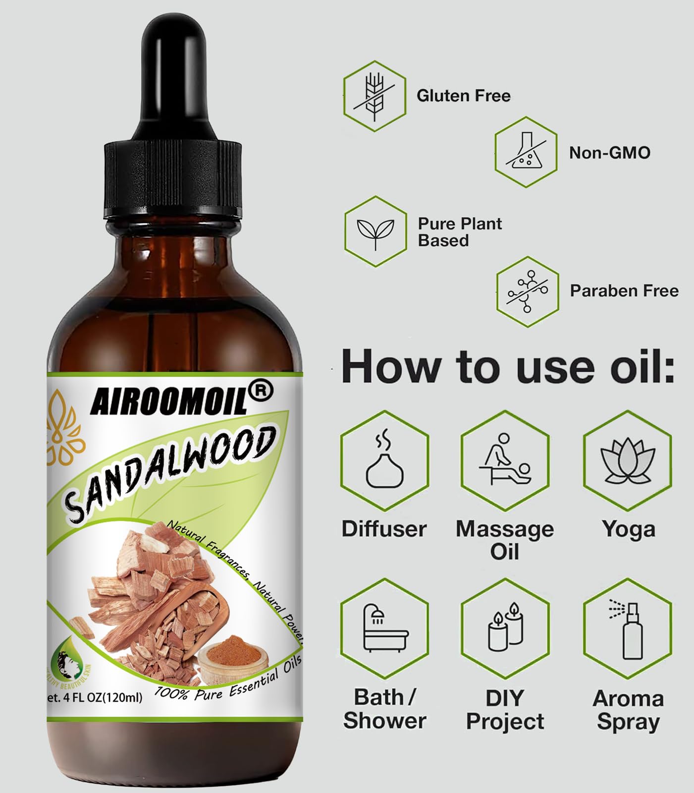 Sandalwood Essential Oil Woodsy Fragrance for Aromatherapy Diffuser Perfume Scents Oil