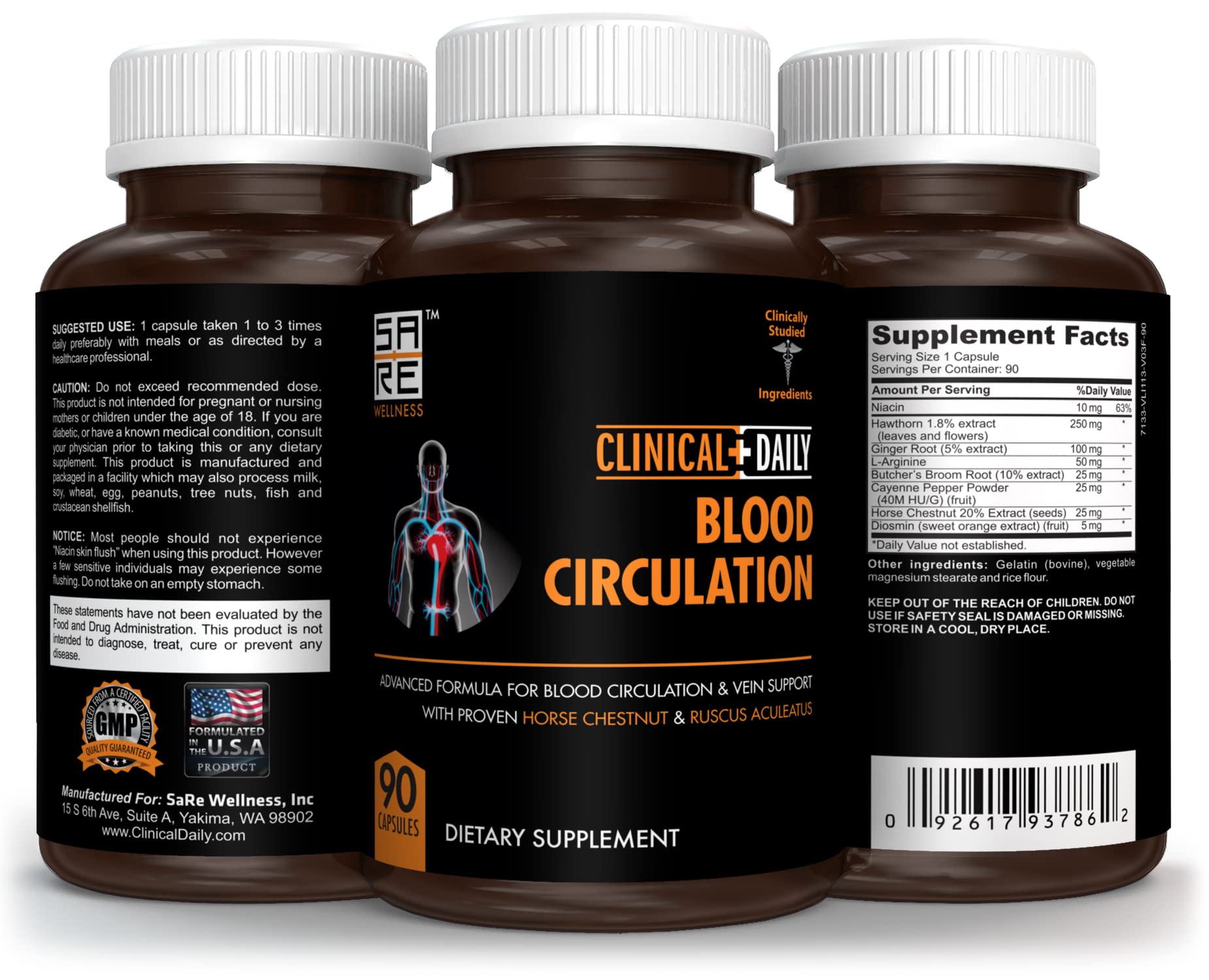 Clinical Daily Blood Circulation Supplements. Butchers Broom, Horse Chestnut, Hawthorn