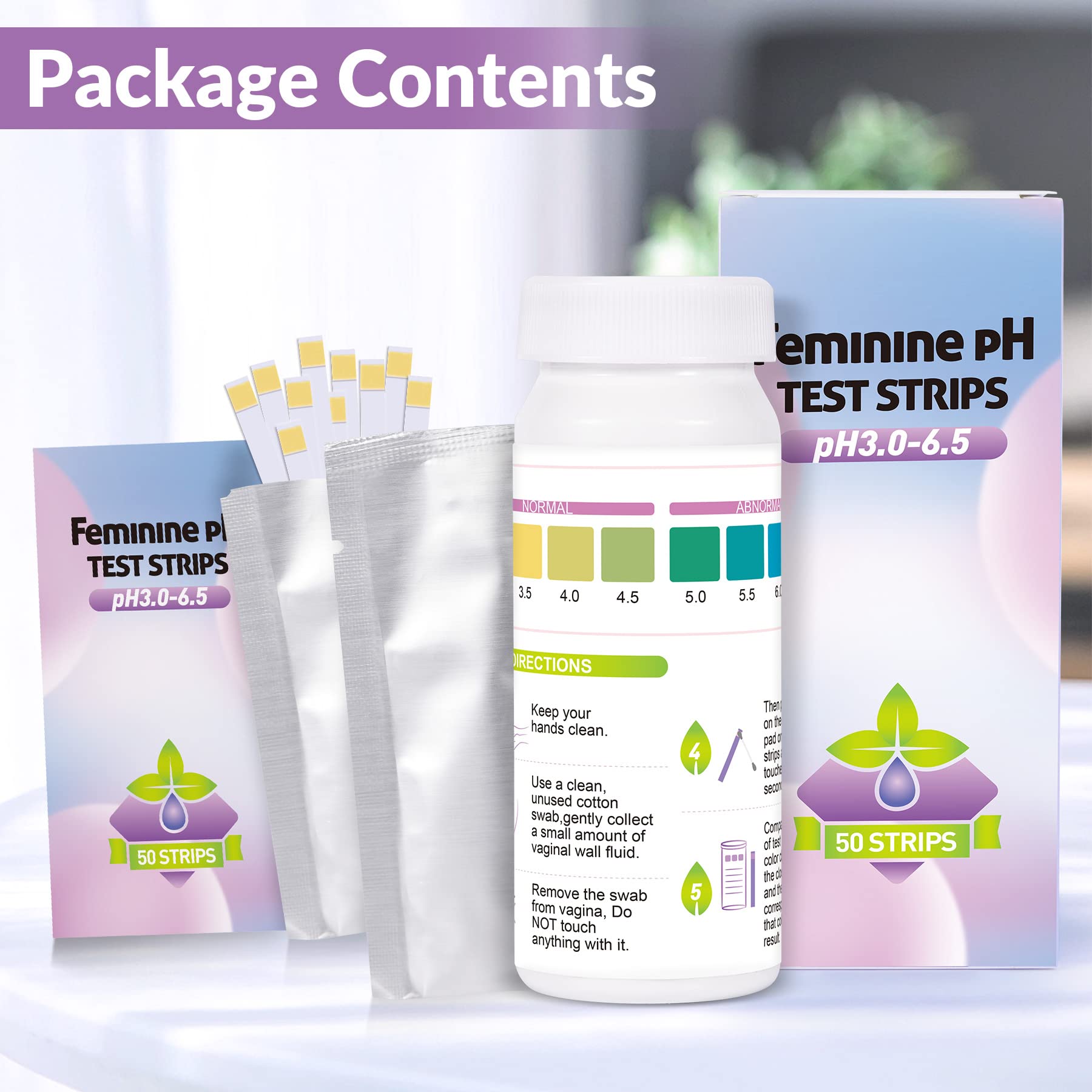 Yeast Infection Test for Women, 50 Count Vaginal pH Test Strips, BV Test Kit at Home