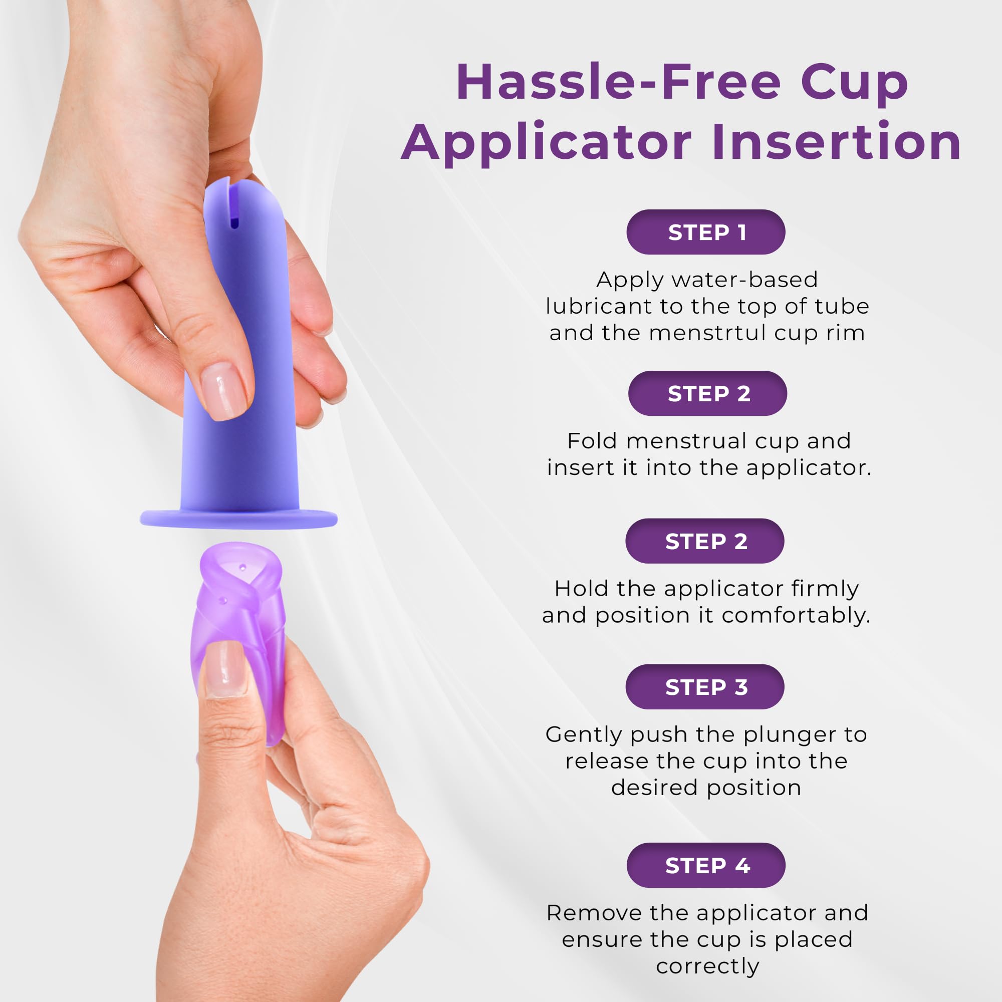 Ecoblossom Menstrual Cup Applicator Tool - Comfortable & Easy Insertion - Compatible