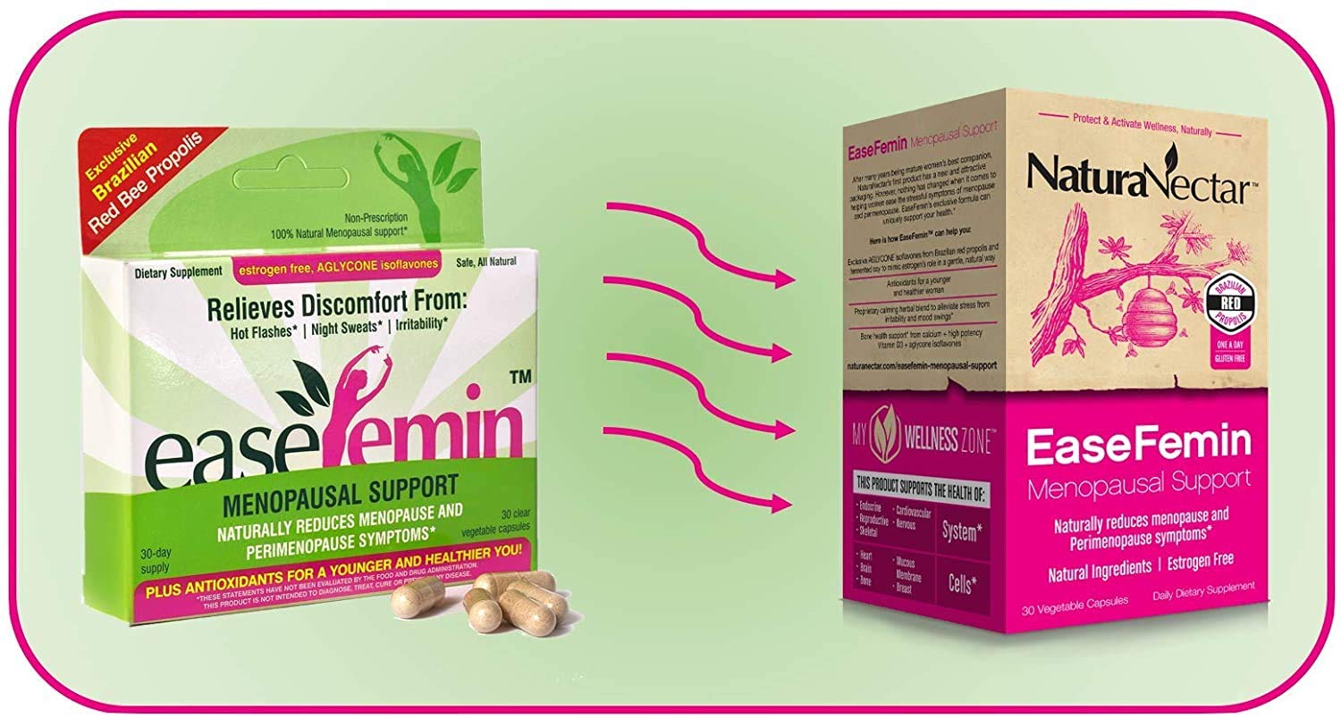 NaturaNectar EaseFemin Menopause Support for Hot Flashes, Night Sweats, and Irritability