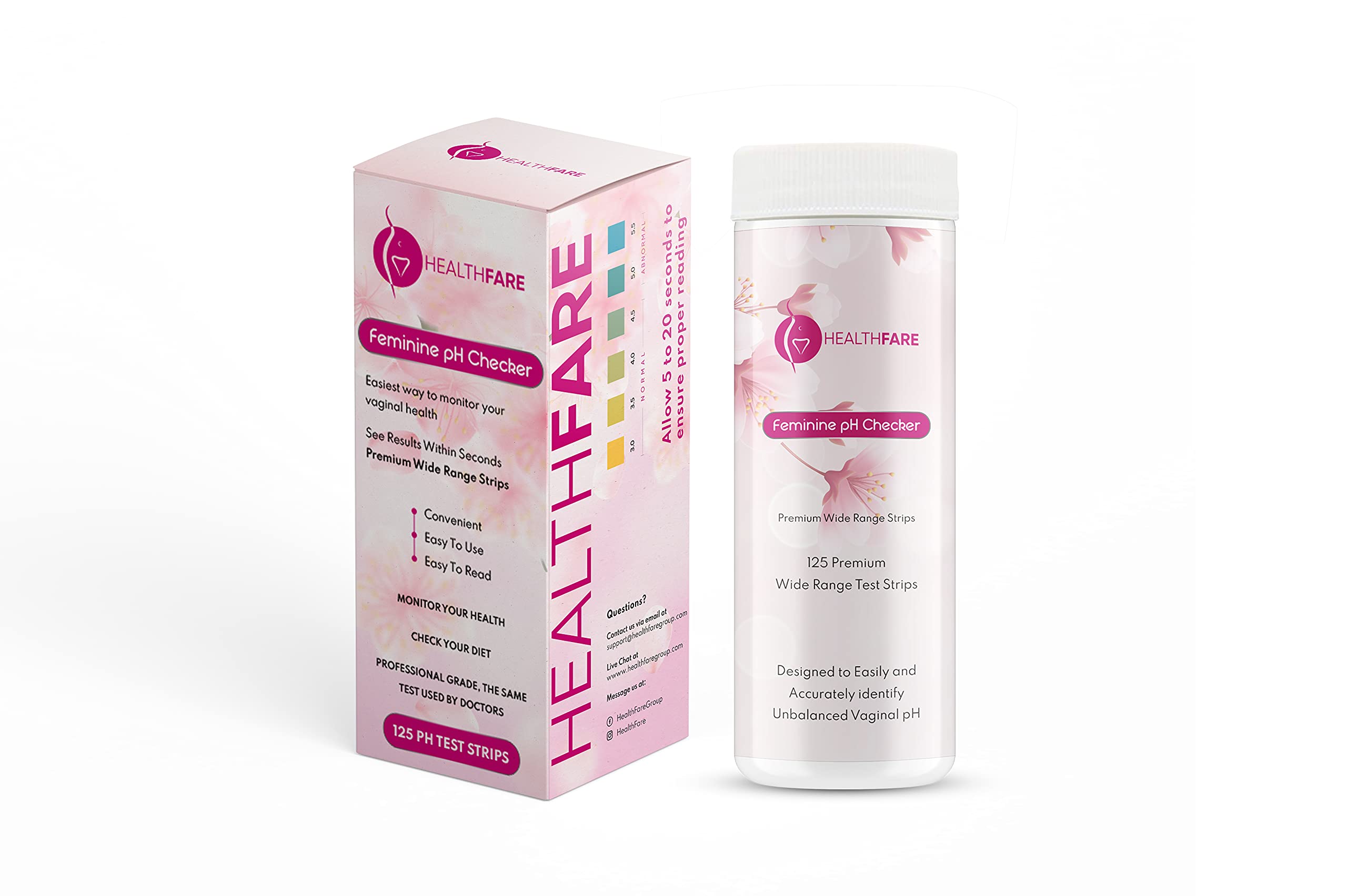 Healthfare Feminine pH Checker Test Strips to Monitor Intimate Health, Balance pH Level 3.0-5.5