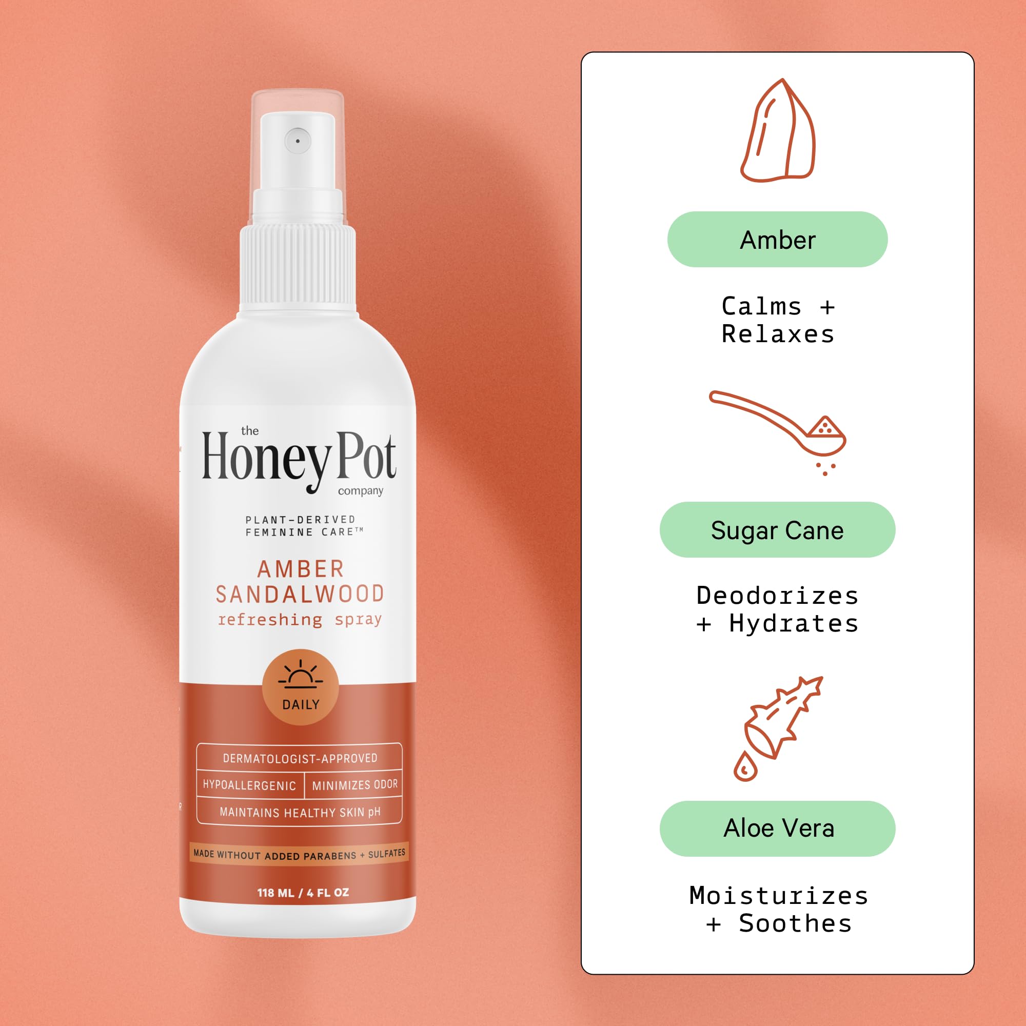 The Honey Pot Company - Refreshing and Restorative Panty and Body Plant-Derived Deodorant Spray