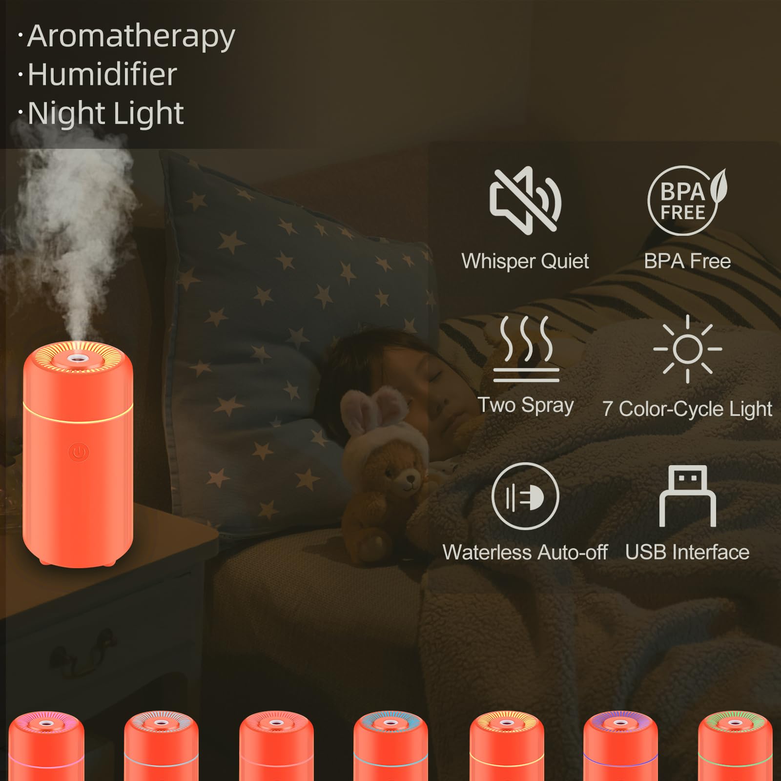 CHOUWEEK Car Essential Oil Diffuser, Mini Portable Air Diffuser for Aromatherapy, Small USB