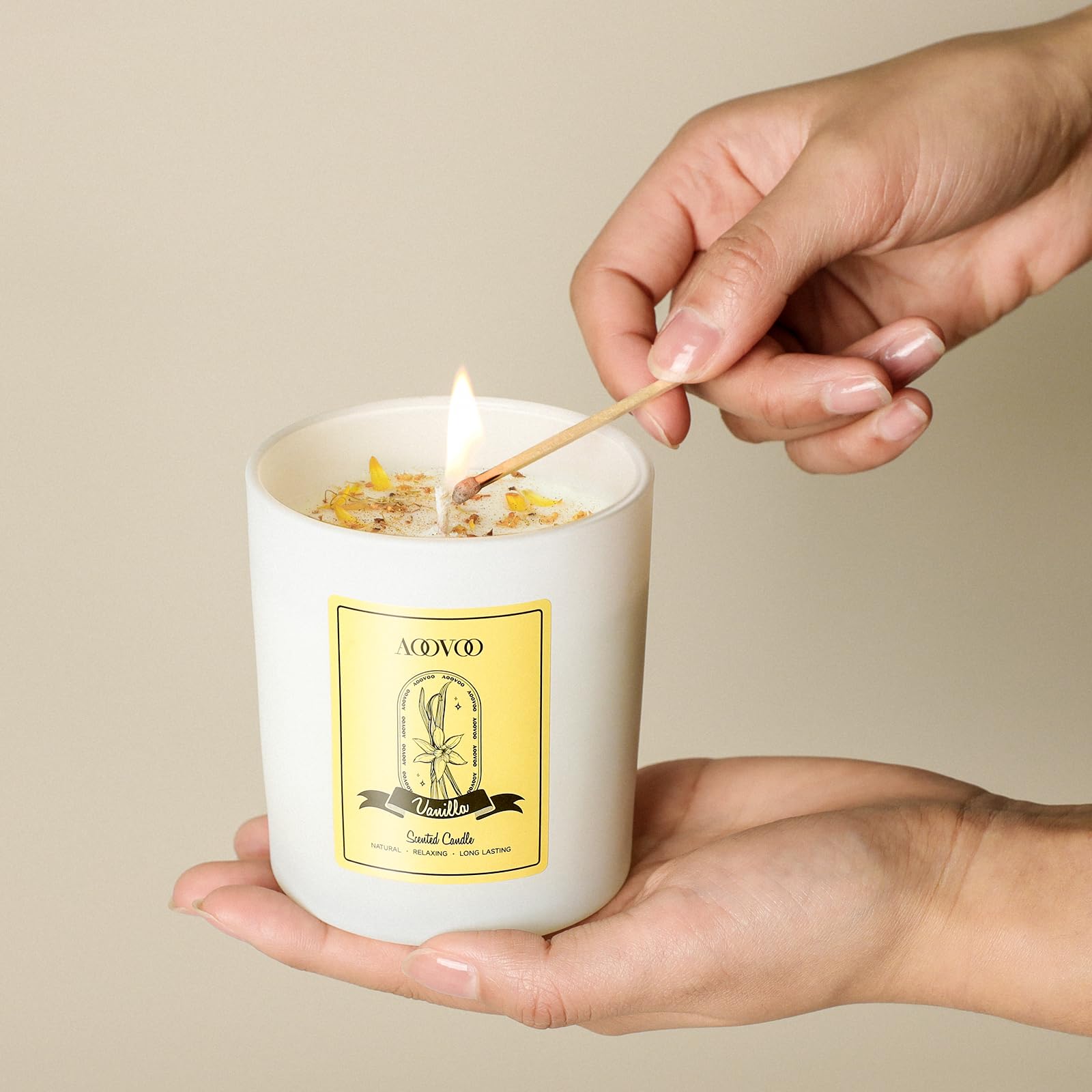 Vanilla Soy Candles Gift for Women - Aromatherapy Candle with Crystals Inside, 10oz Natural Soy Wax Candles