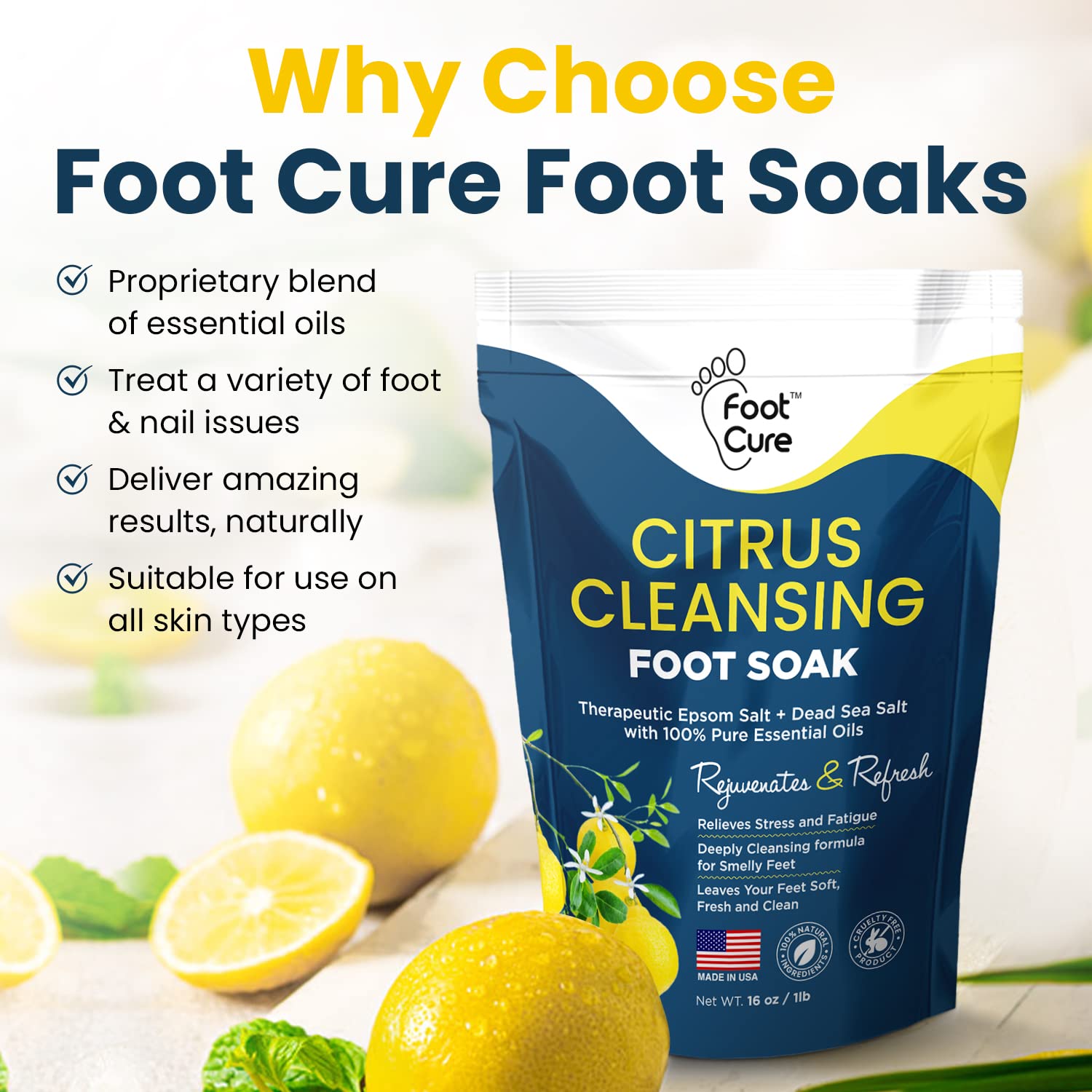 Citrus Detox Foot Soak With Epsom Salts - for Foot Callus, Immune Boost, Damaged Toenail