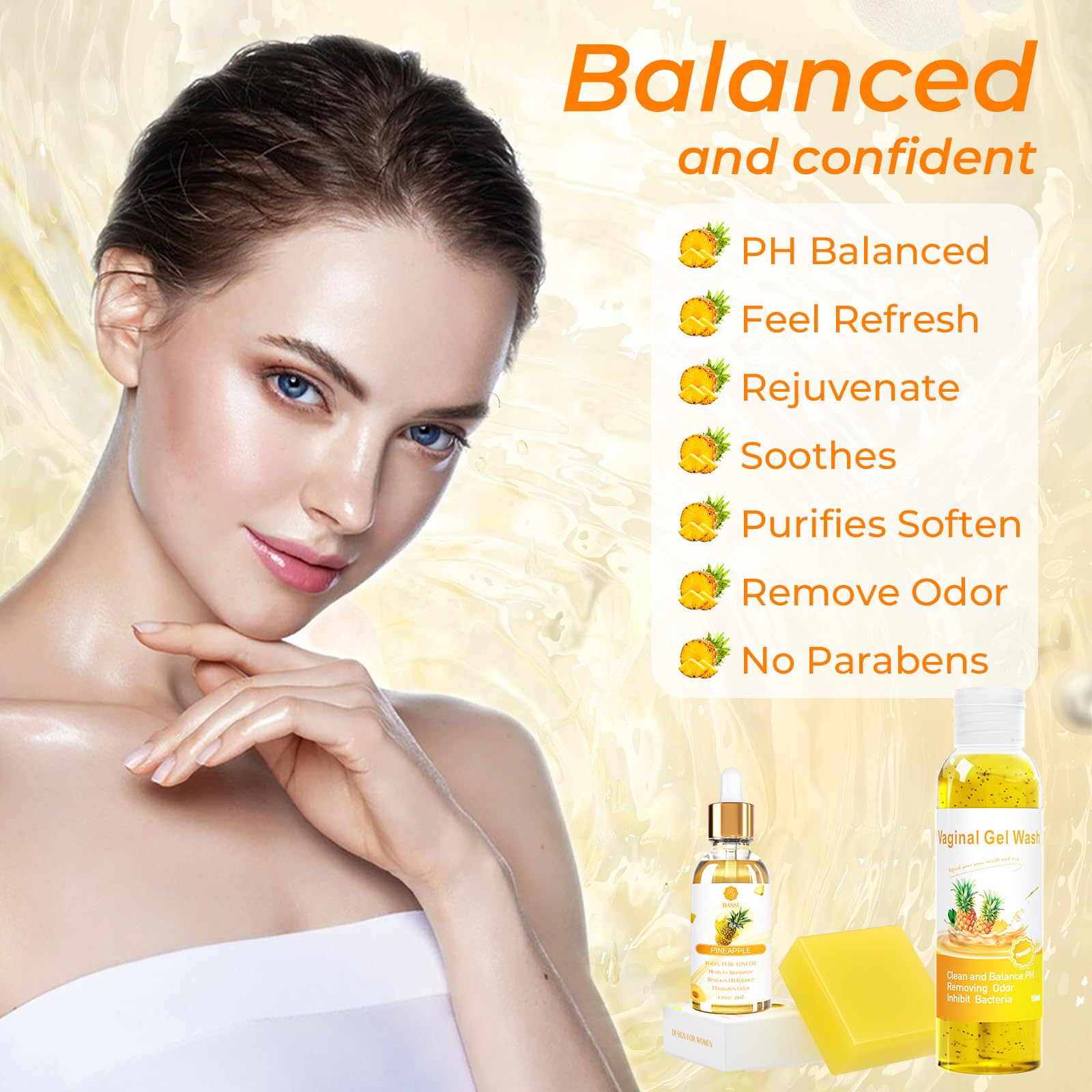 Feminine Wash & Yoni Oil & Yoni Soap Set for Women, Yoni Wash for Vaginal Ph Balance Remove Odor