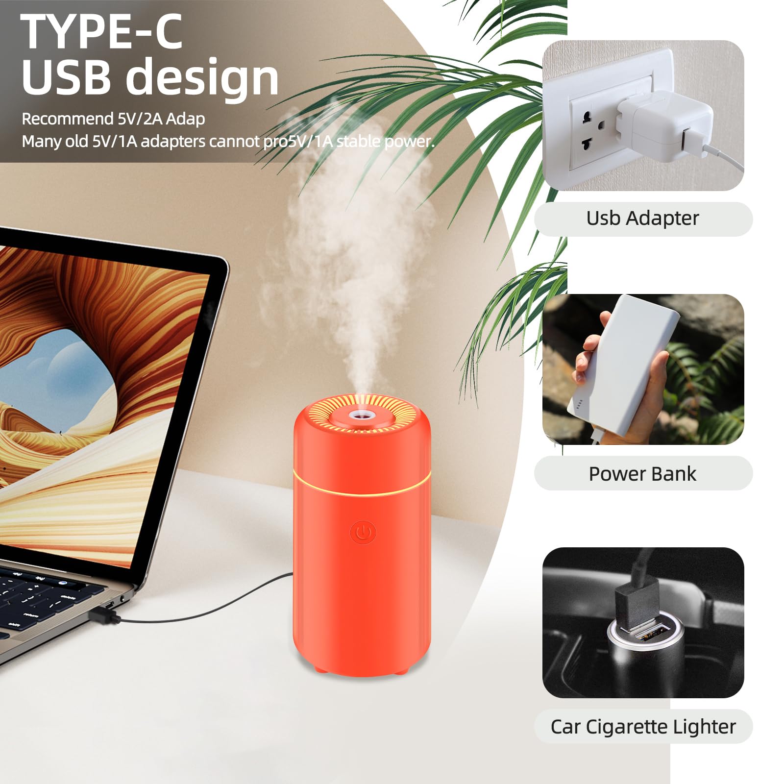 CHOUWEEK Car Essential Oil Diffuser, Mini Portable Air Diffuser for Aromatherapy, Small USB