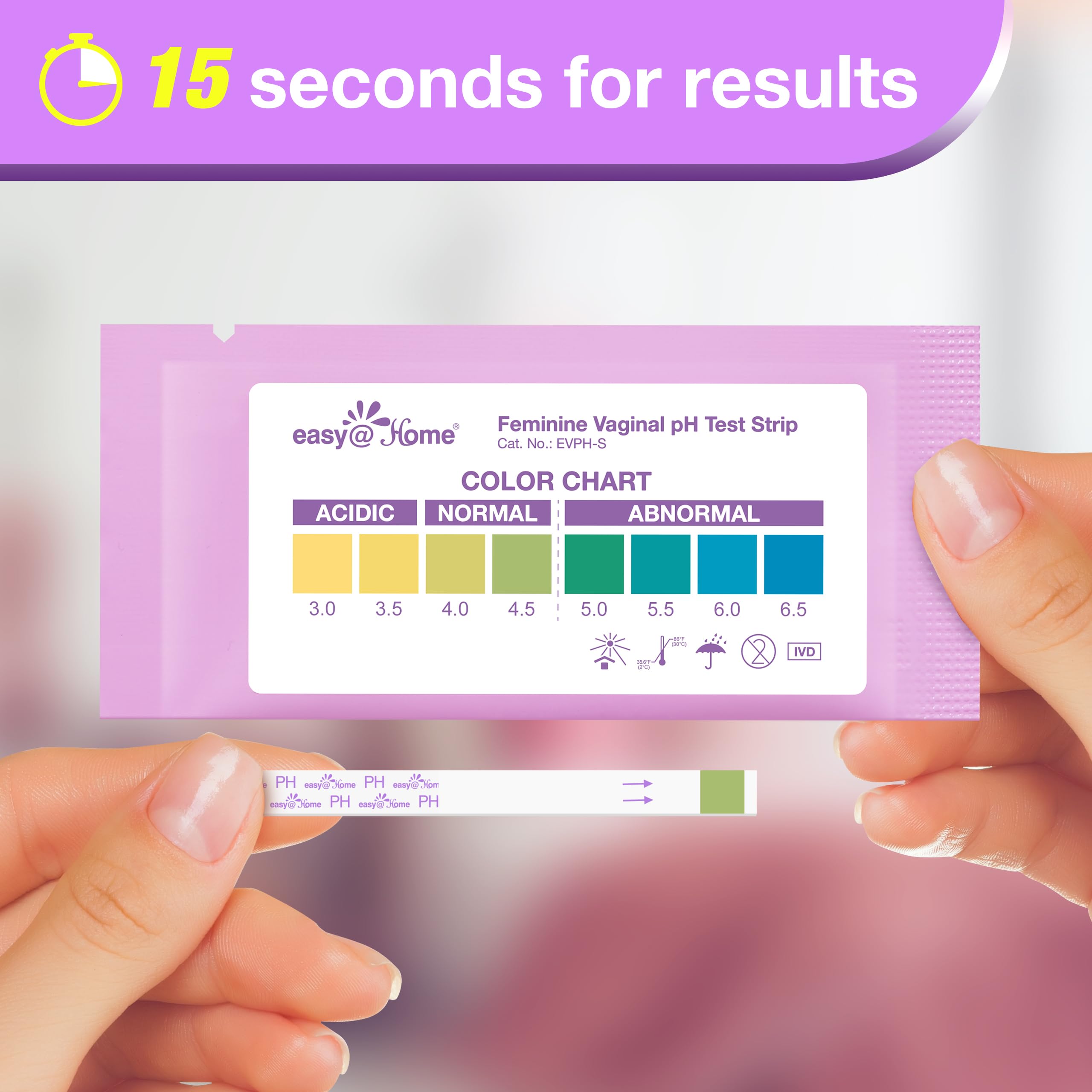 Easy@Home Vaginal pH Test -30 Strips | BV Test Kit at Home for Women | Yeast Infection Test + pH Balance