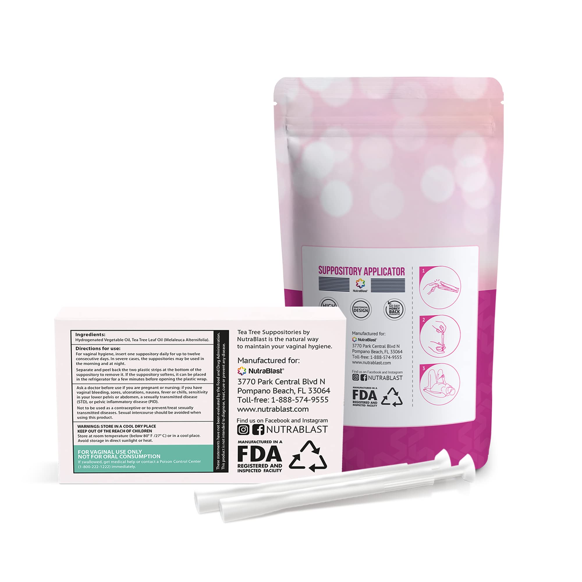 NutraBlast Tea Tree Oil Vaginal Suppositories w/Applicators