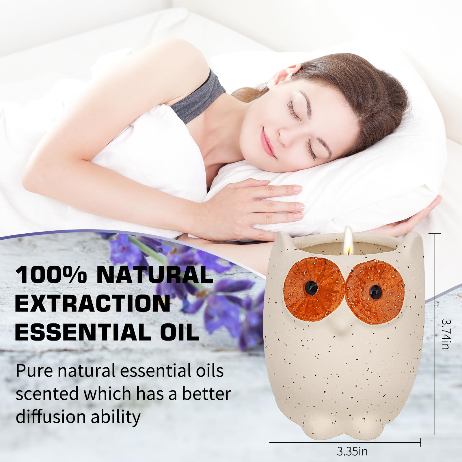 ETAKISH Lavender Scented Candle Gifts for Women, Cute Owl Highly Scented Aromatherapy Candle
