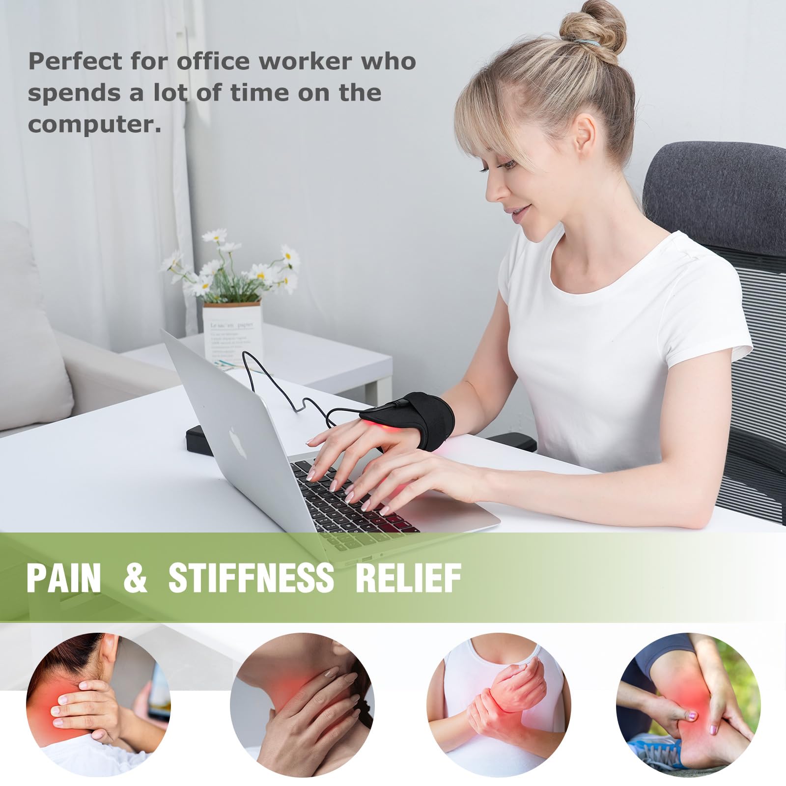 Rechargeable Red Light Therapy Neck Shoulder, Infrared Light Therapy for Body Pain Relief, Portable Red Light