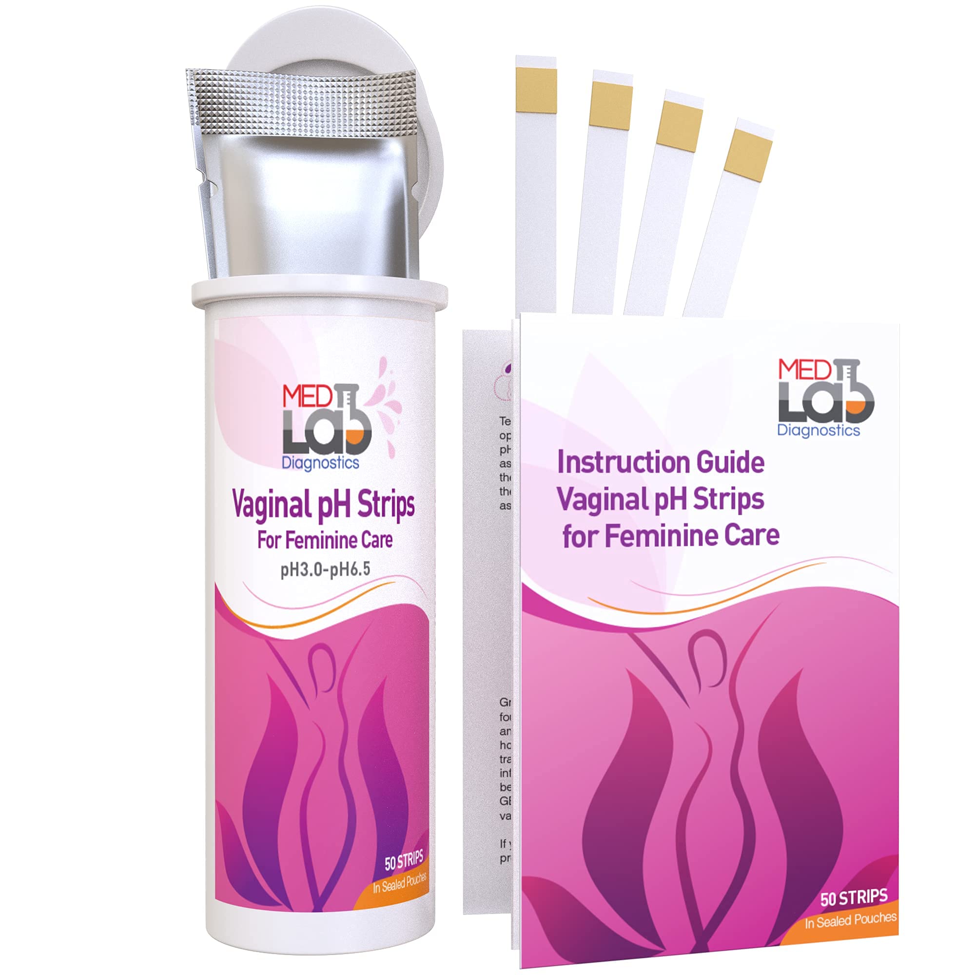 Vaginal ph Test Strips for Women(50 cnt). BV Bacterial Vaginosis and Yeast Infection Test Strips