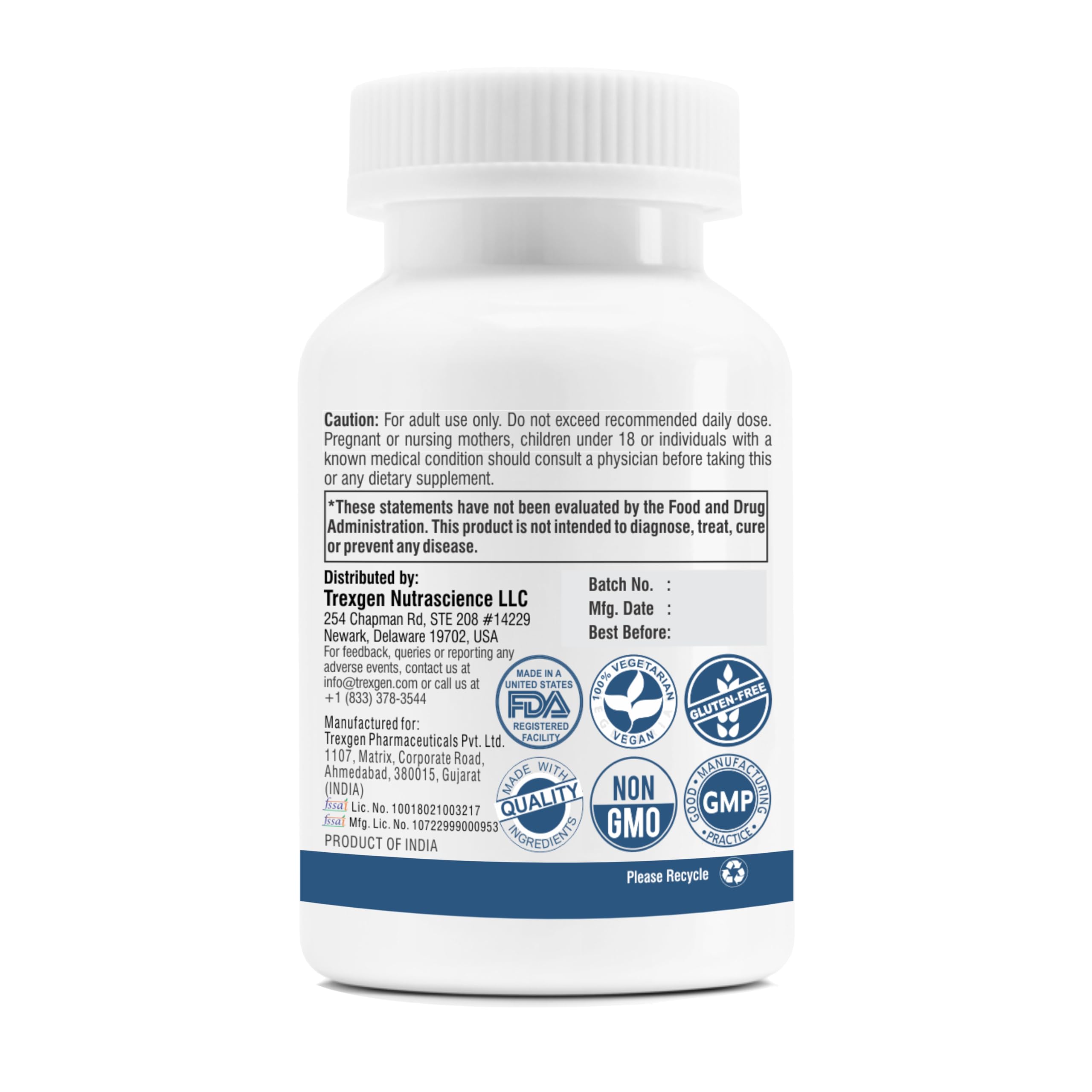 Trexgenics CHASTEBERRY 0.5% Agnuside 400 mg Women's Health Support Vegan & Non-GMO