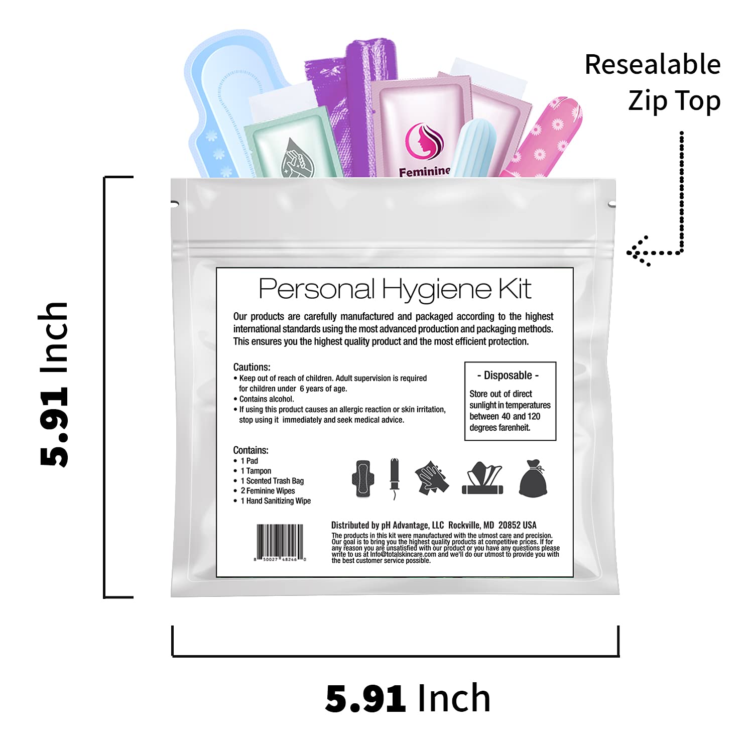 Menstrual Kit All-in-One | Convenience on The Go | Single Period Kit Pack for Travelling, Tweens