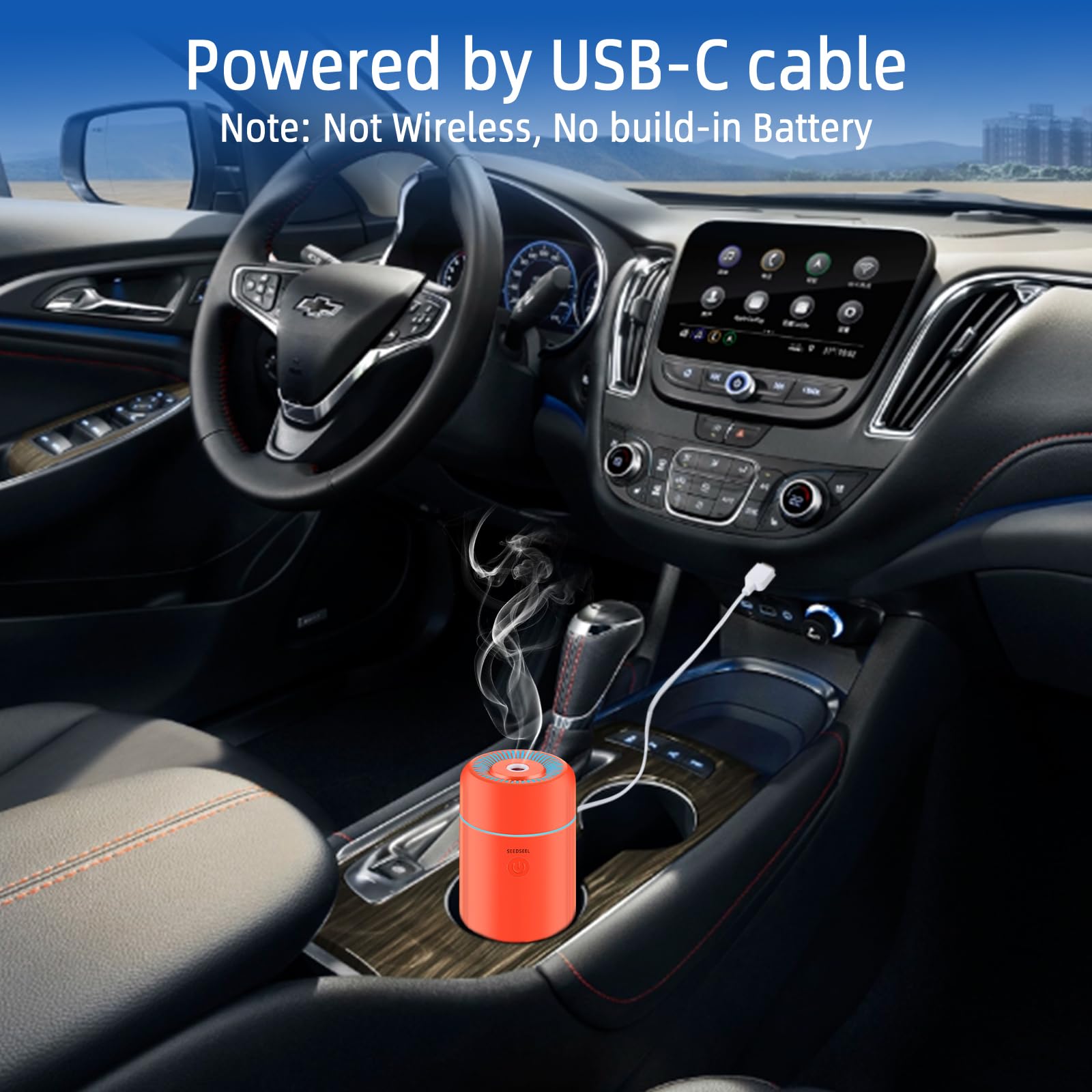 CHOUWEEK Car Essential Oil Diffuser, Mini Portable Air Diffuser for Aromatherapy, Small USB