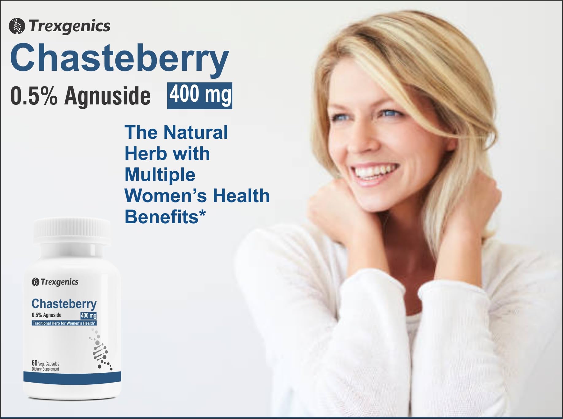 Trexgenics CHASTEBERRY 0.5% Agnuside 400 mg Women's Health Support Vegan & Non-GMO